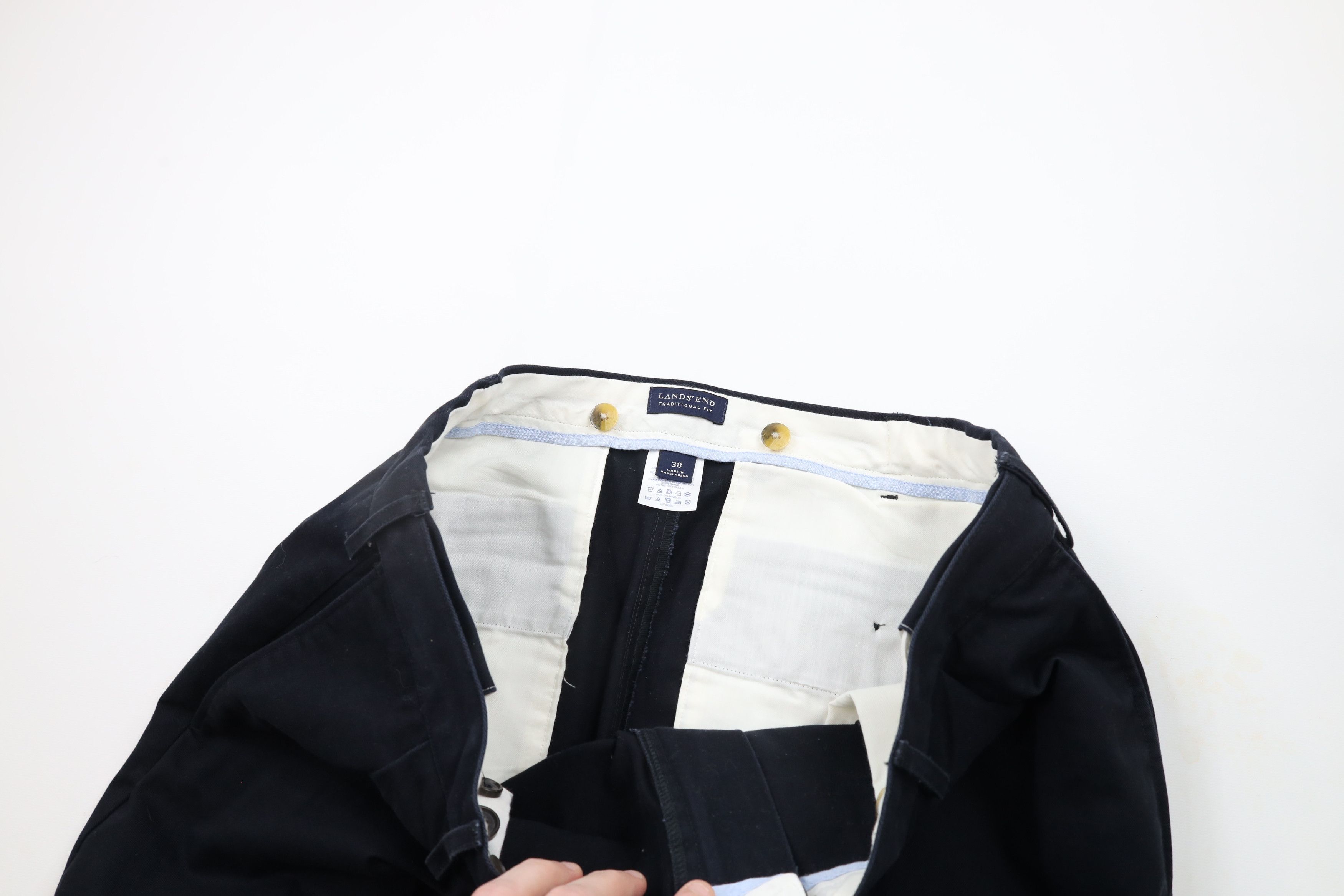 Lands' End × Vintage Vintage Lands End Cuffed Wide Leg Chino Pants Navy Blue Size US 38 / EU 54 - 7 Thumbnail