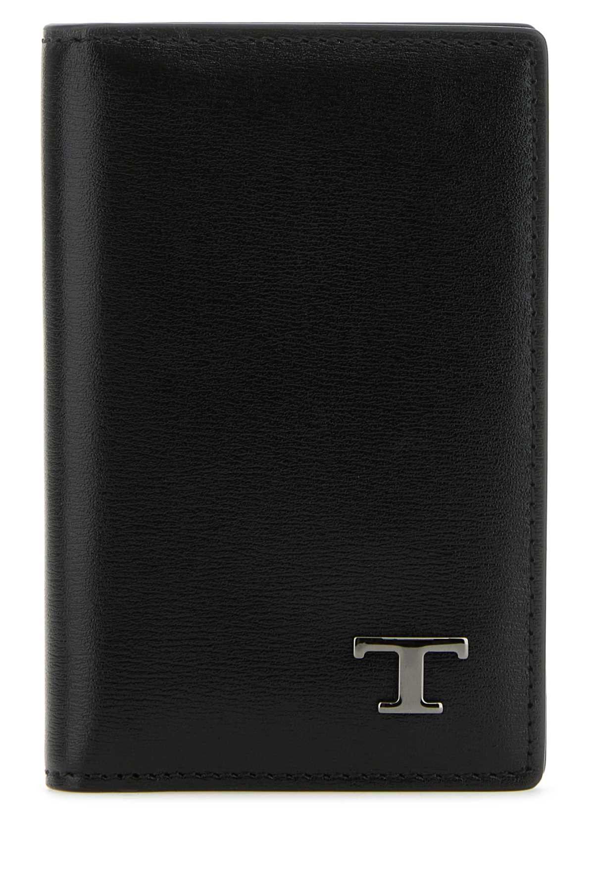 image of Tods Black Leather Card Holder, Men's