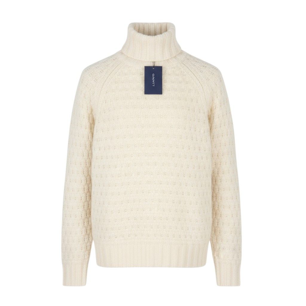 Gant CHUNKY TEXTURE TURTLENECK M Cream Wool Blend Jumper 87247 Size US M / EU 48-50 / 2 - 1 Thumbnail
