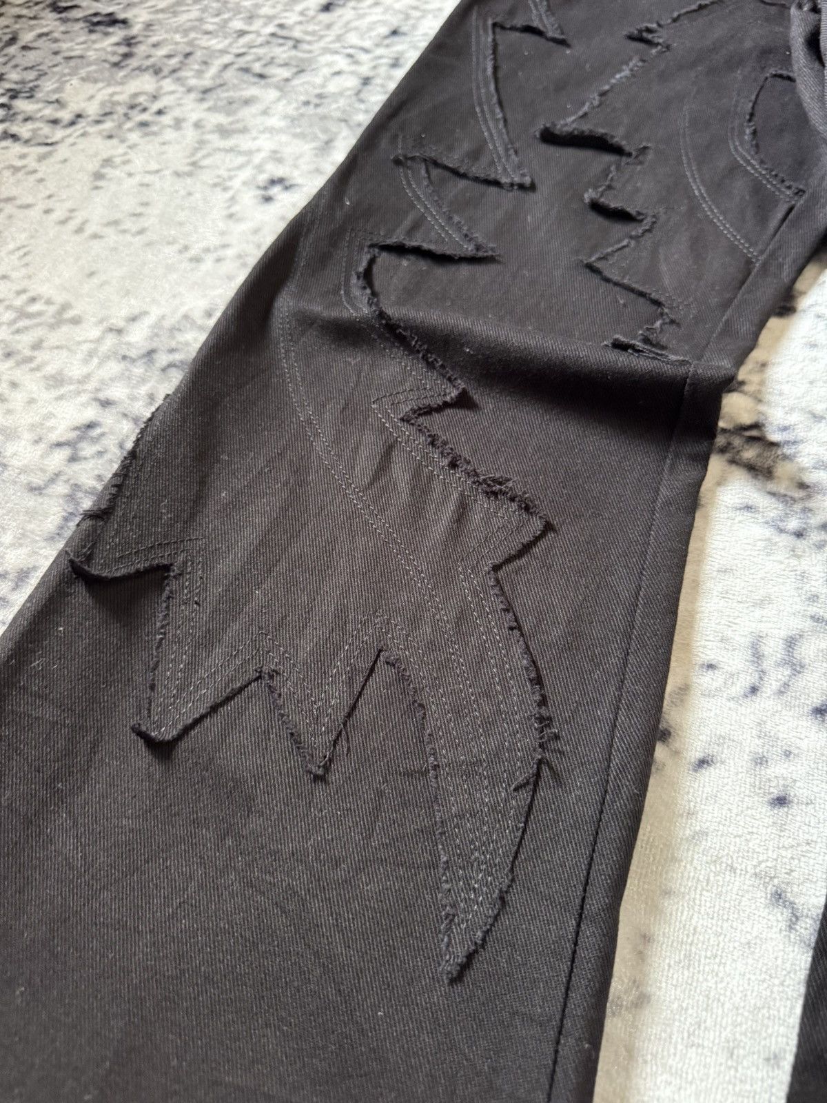 Japanese Brand Amore Pure Jagged Fractured Lightning Studded Flared Jeans Size US 27 - 12 Thumbnail