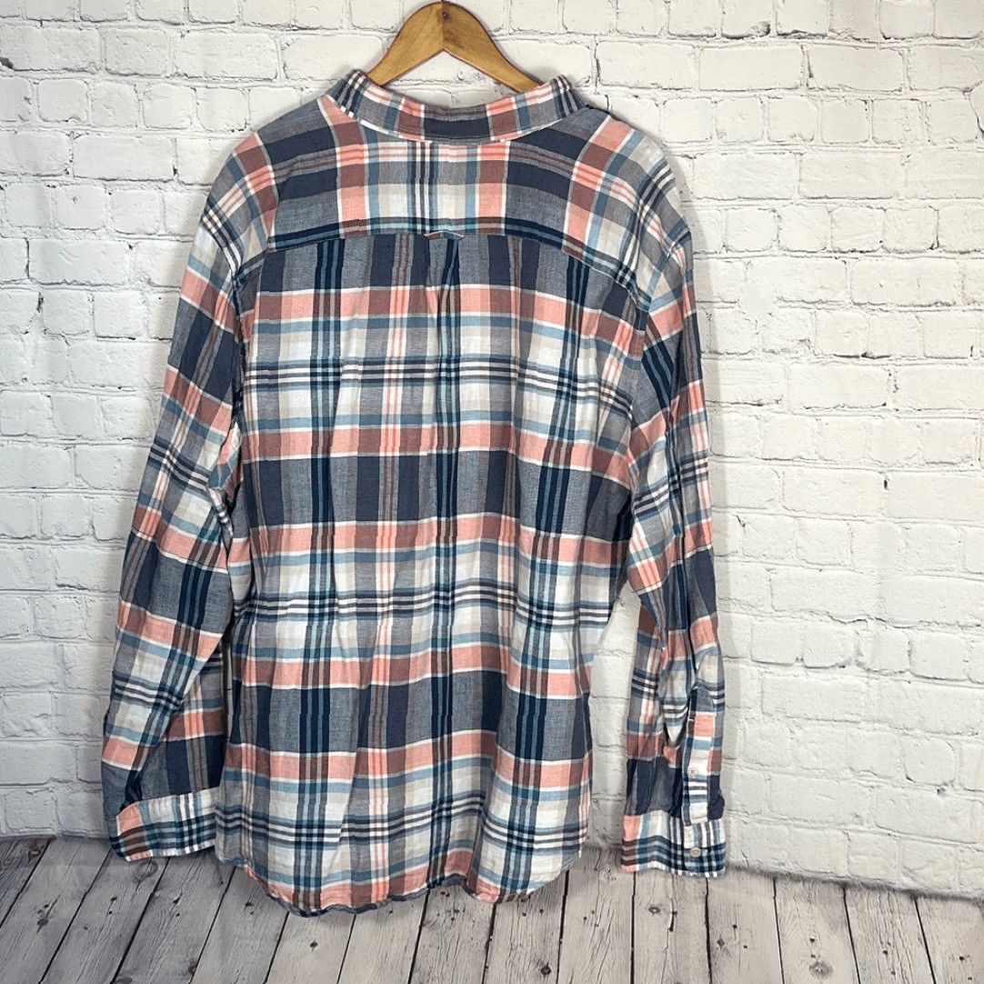 American Eagle Outfitters VINTAGE American Eagle Shirt Plaid Linen Button-Down Men 2XL Blue Orange Long Sleeve Size US XXL / EU 58 / 5 - 5 Thumbnail