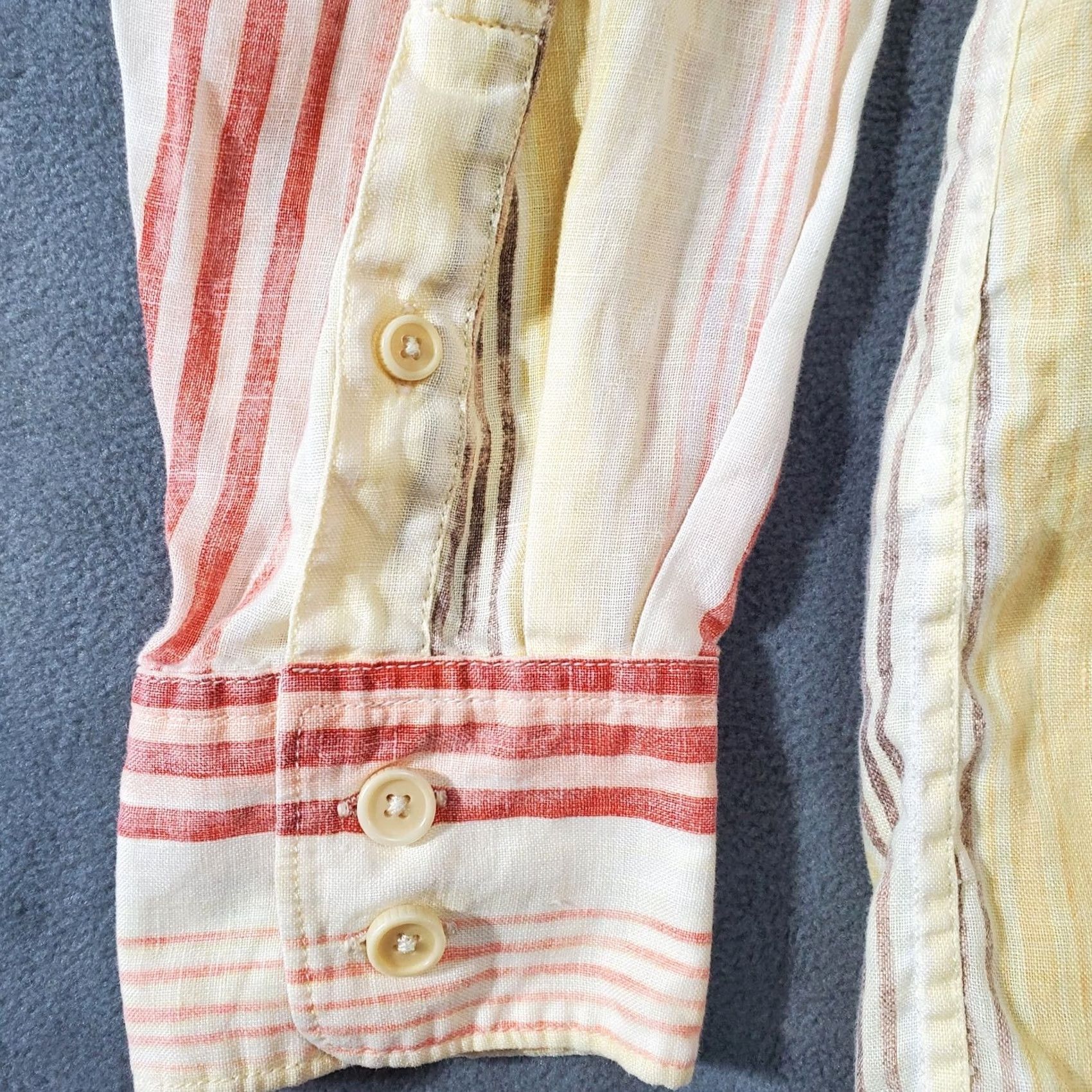 Tommy Bahama Tommy Bahama Shirt Mens Large Linen Beige Red Yellow Striped Long Sleeve Aloha Beach Casual Cruise Vacation Relaxed Size US L / EU 52-54 / 3 - 2 Thumbnail