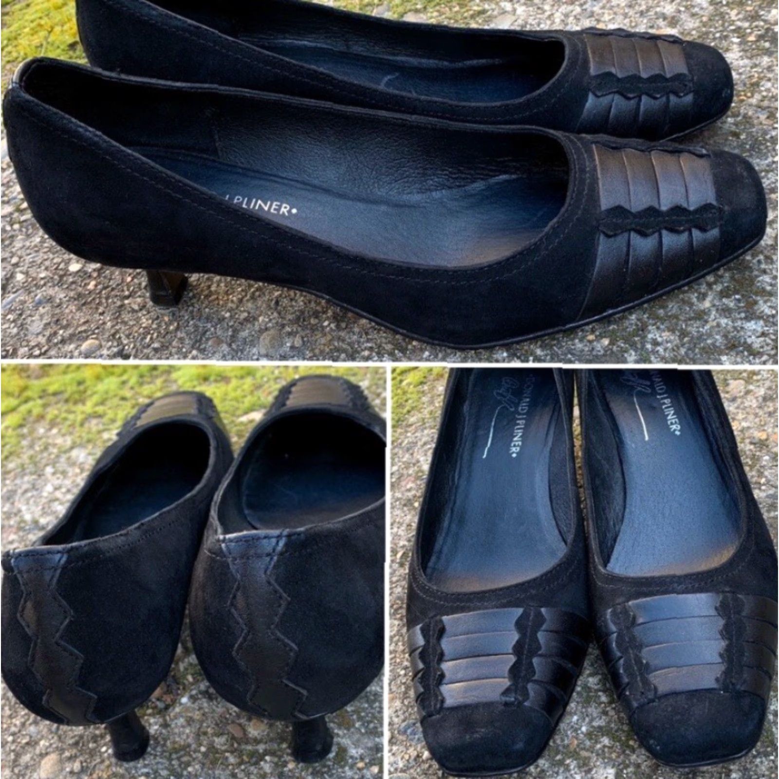 Donald Pliner VINTAGE Donald J Pliner pumps heels black suede & leather size 8 M Size US 8 / IT 38 - 2 Thumbnail