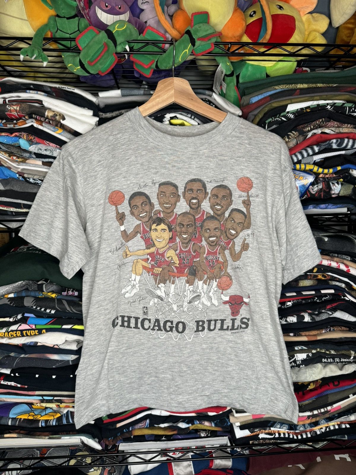 NBA × Salem Sportswear × Vintage Vintage 1991 Chicago Bulls Salem Sportswear Caricature Tee Size US M / EU 48-50 / 2 - 1 Thumbnail