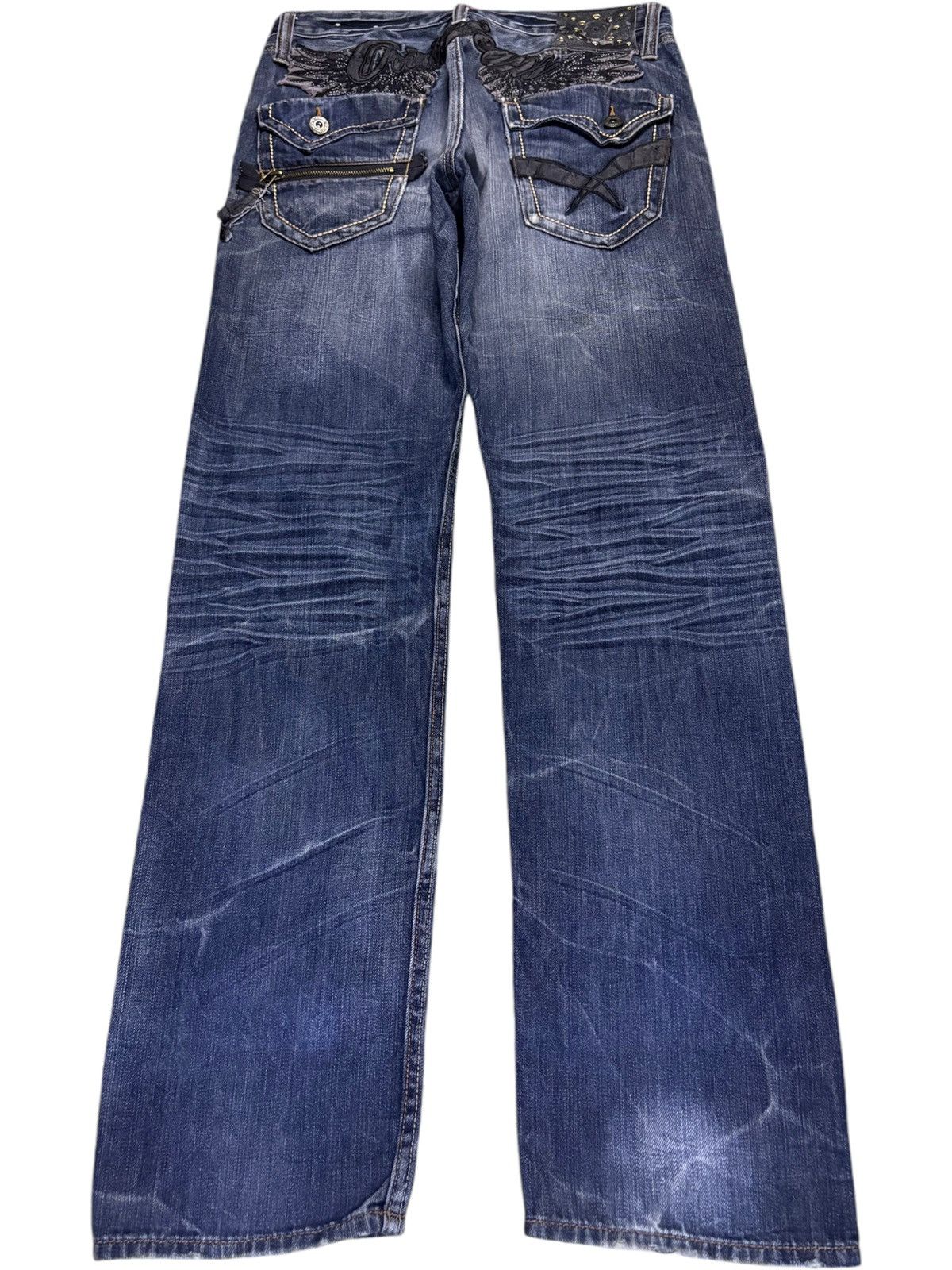 Japanese Brand Vintage Japanese Brand Honeycomb Punk Embroidered Jeans Size US 33 - 2 Thumbnail