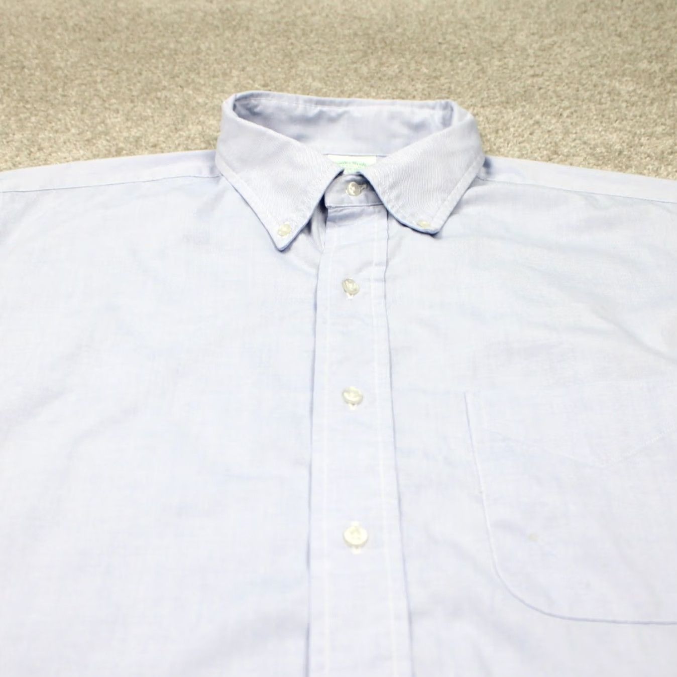 Brooks Brothers Brooks Brothers Dress Shirt Mens 17.5 Blue Cotton/Poly Long Sleeve Button Shirt Size 48R - 4 Thumbnail