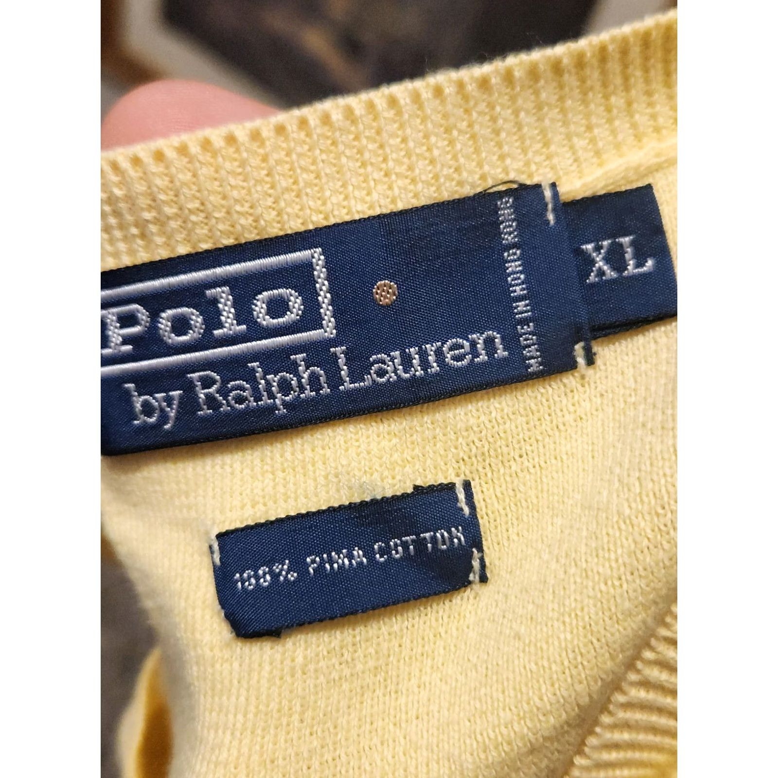 Ralph Lauren Polo Ralph Lauren Sweater Vest Mens XL Yellow V-Neck Knit Cotton Logo Embroidered Classic Size US XL / EU 56 / 4 - 2 Thumbnail