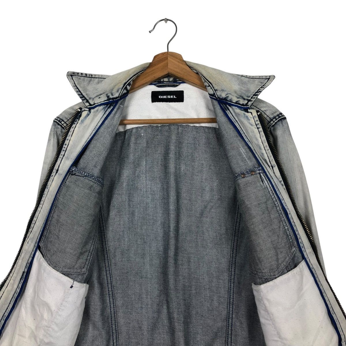 Diesel 🔥VINTAGE DENIM BIKER JACKET DIESEL ACID WASH DESIGN Size US M / EU 48-50 / 2 - 16 Thumbnail