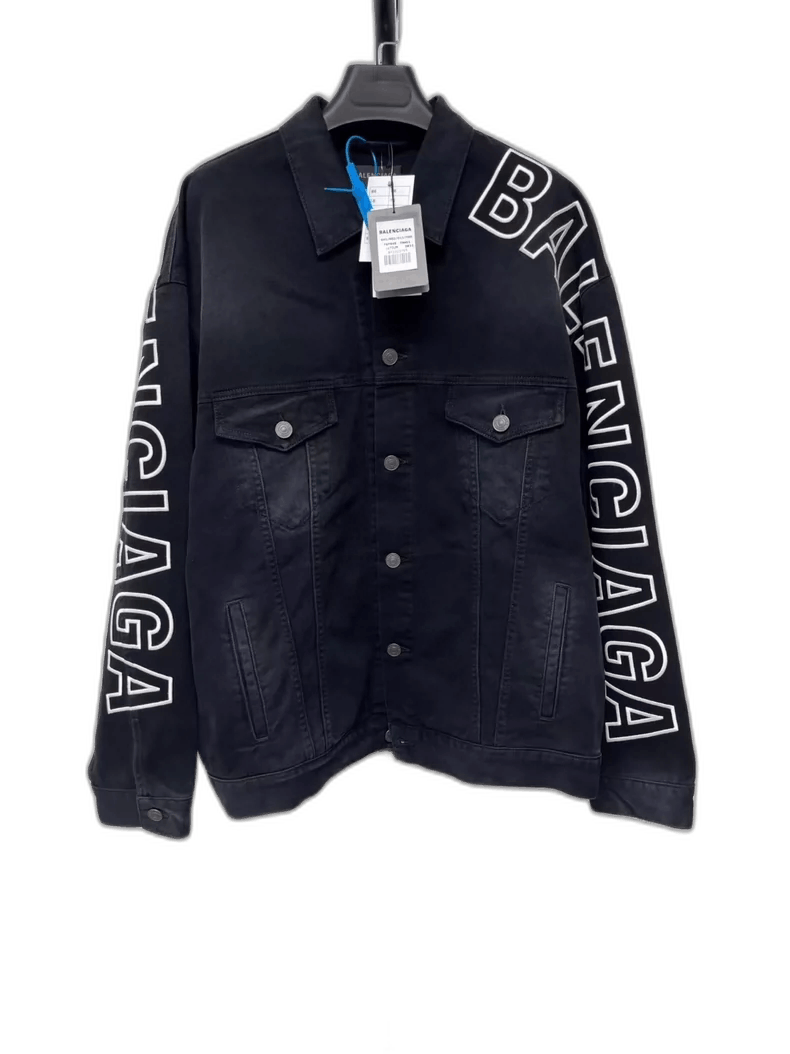 Balenciaga Balenciaga Black Logo Denim Jacket Size US M / EU 48-50 / 2 - 1 Thumbnail