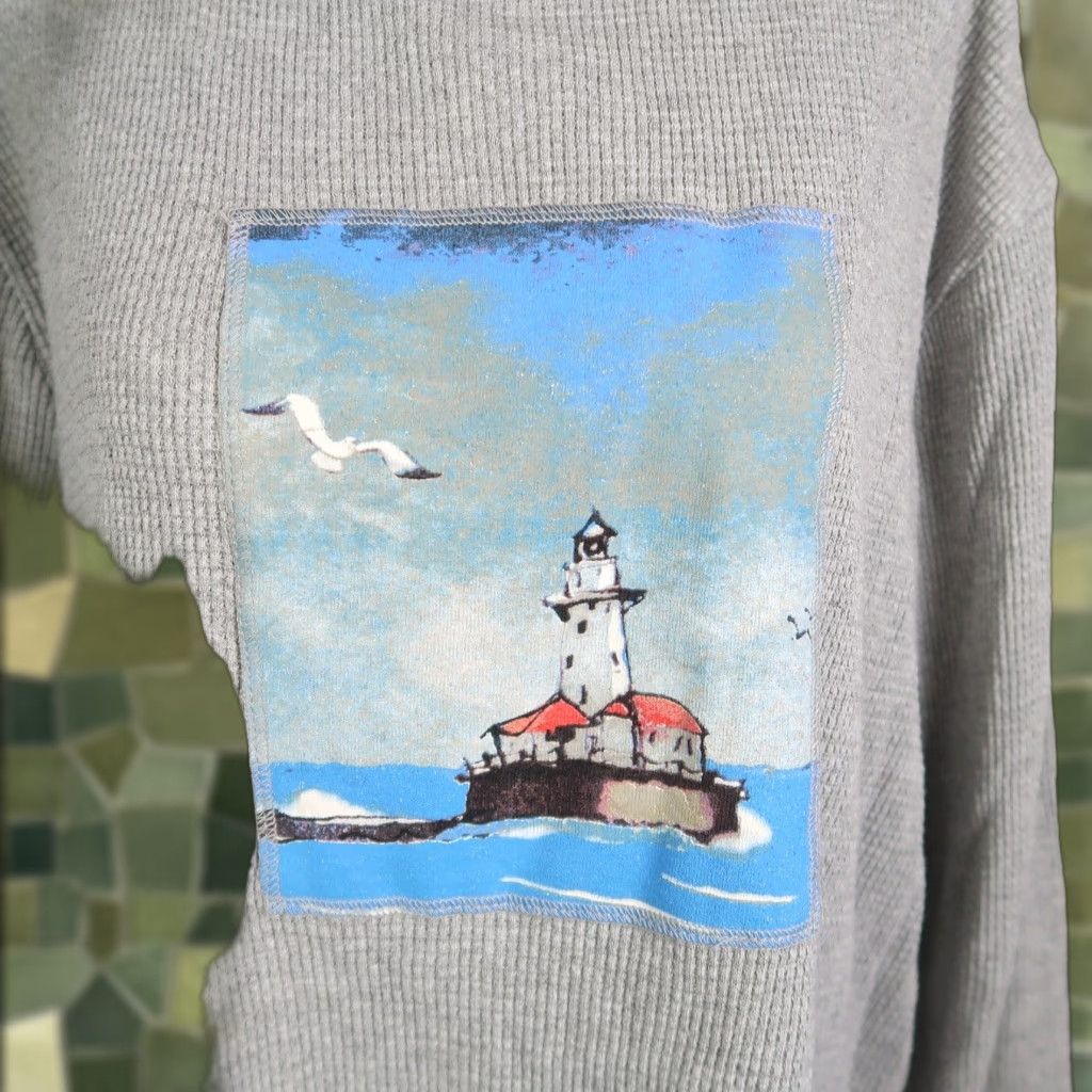 Vintage VINTAGE Michael Leu Lighthouse Art Grey Thermal 3/4 Sleeve T-Shirt Top S NWT Women, 90s Nautical Bird Nature Casual Shirt Size S / US 4 / IT 40 - 1 Thumbnail