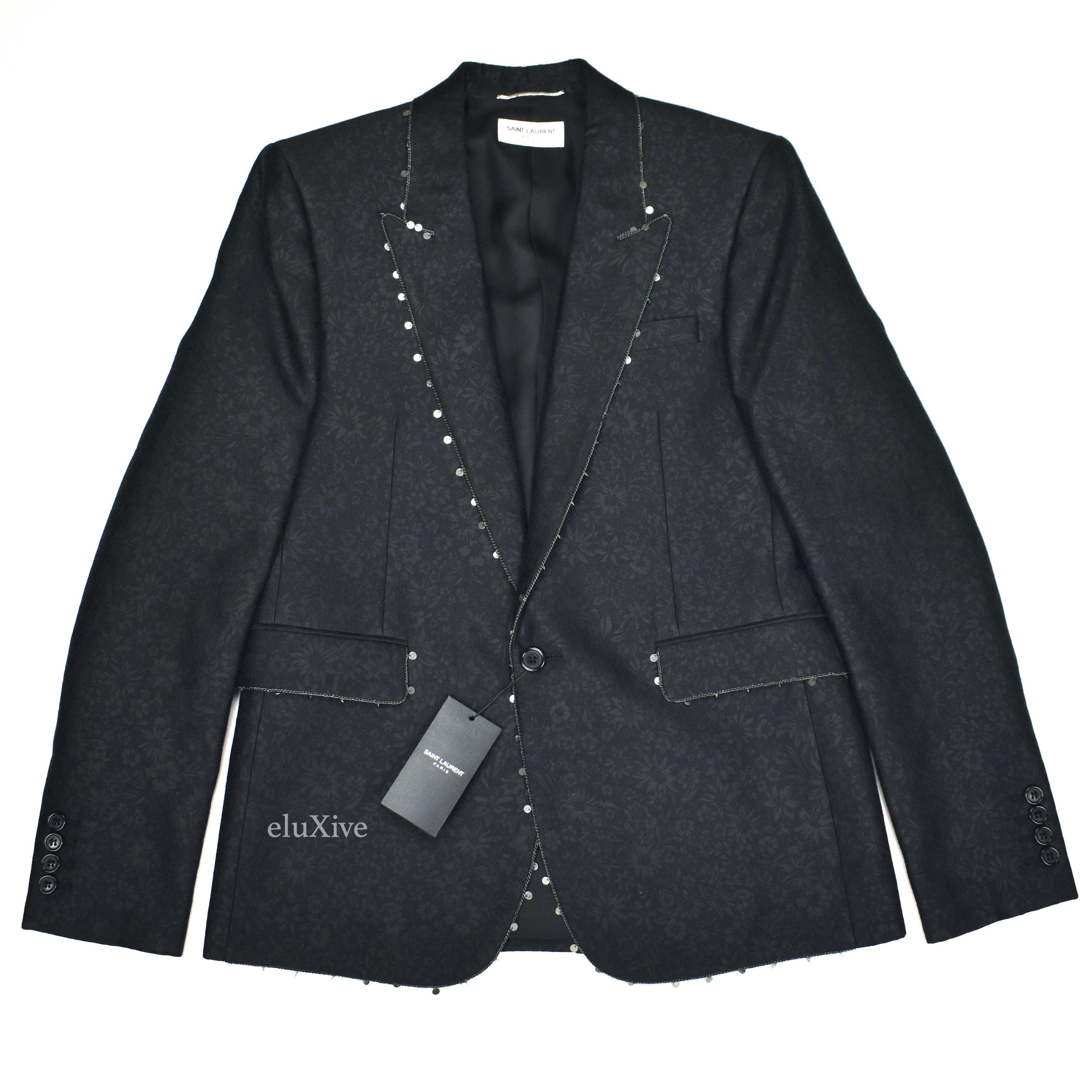 Saint Laurent Paris $4000 Saint Laurent Black Jardin Noir Chain Runway Blazer Size 38R - 1 Preview
