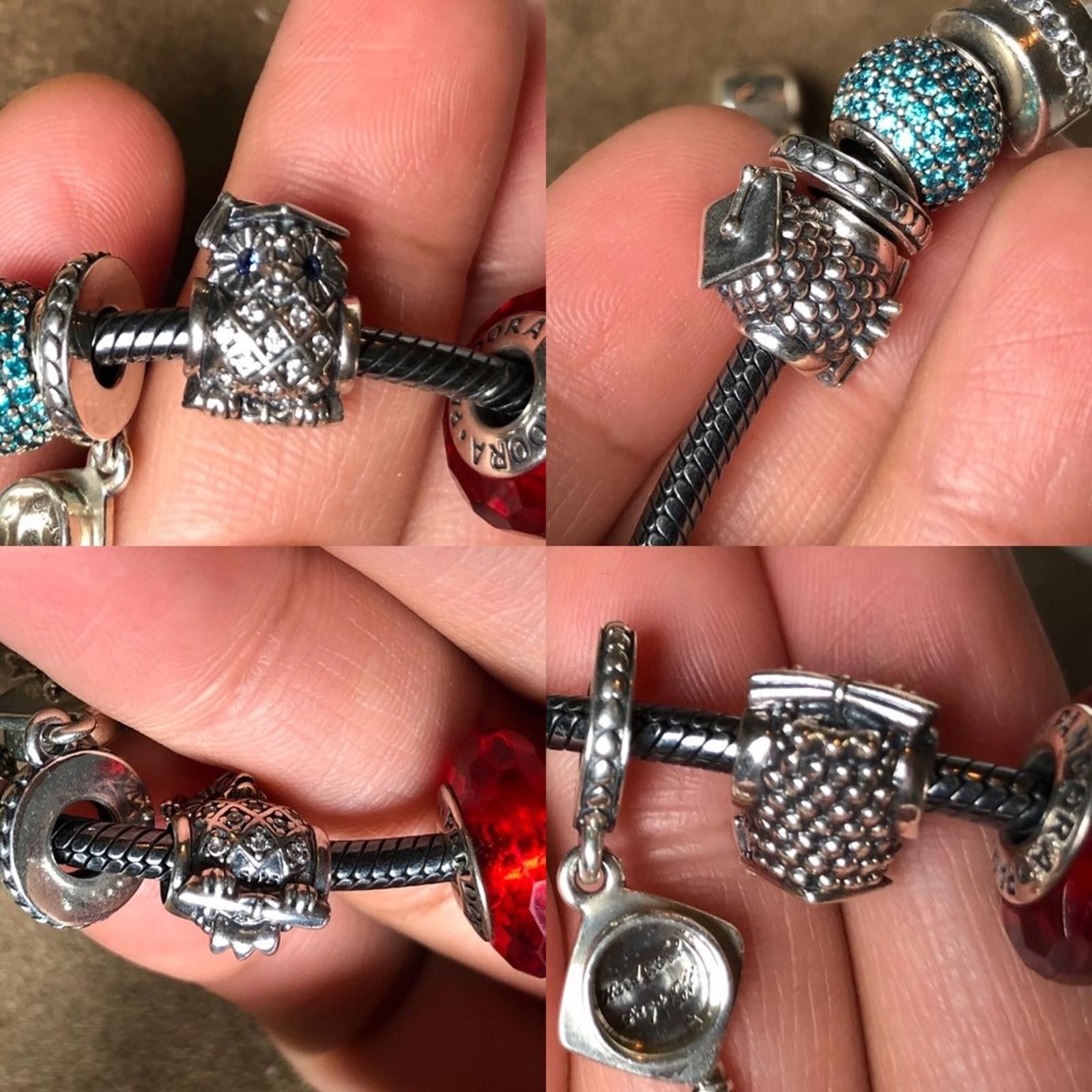 pandora Pandora Oxidized Bracelet with 7 Pandora Charms Size ONE SIZE - 7 Thumbnail