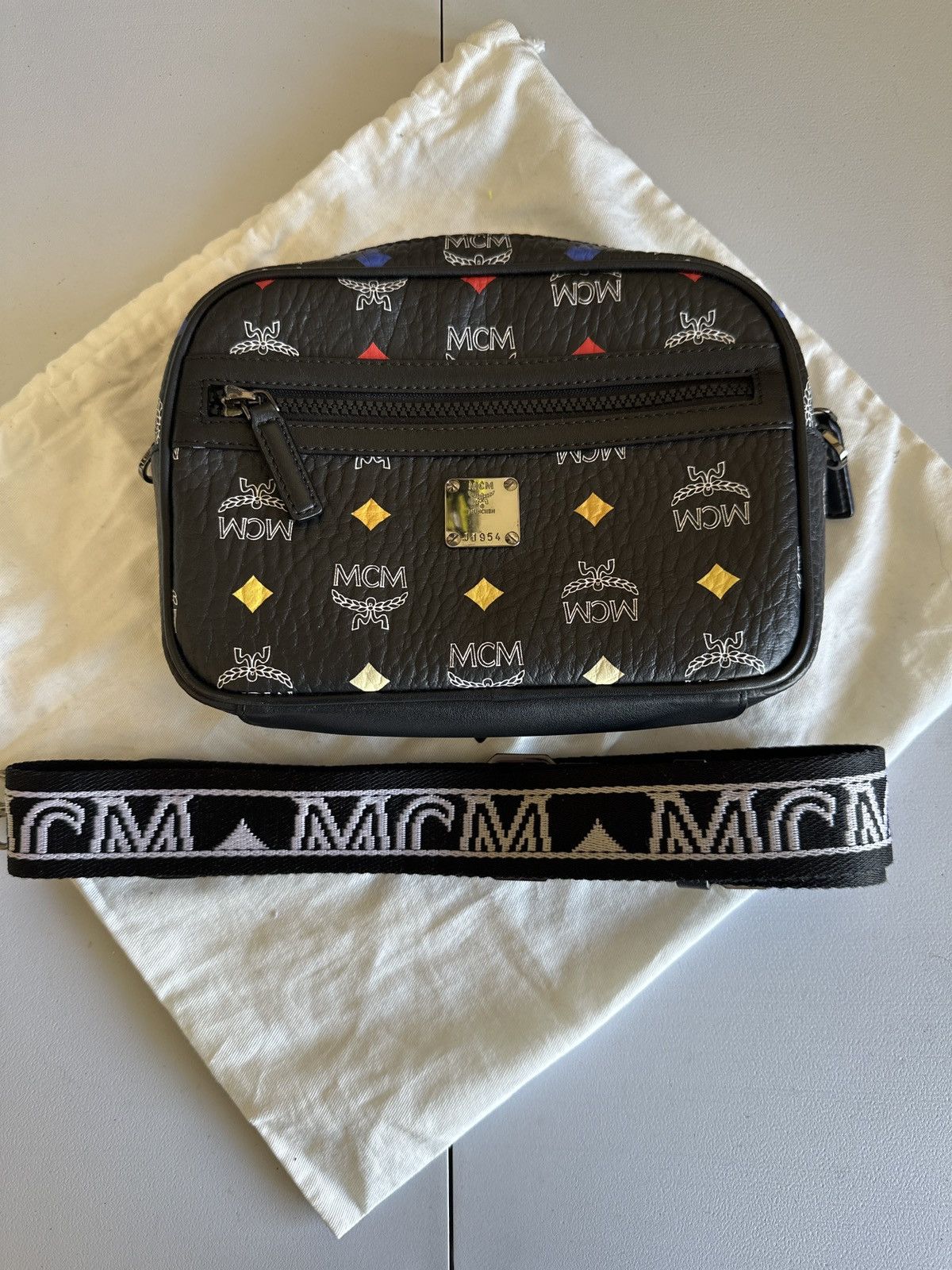 image of MCM Aren Visetos Crossbody in Black, Women's