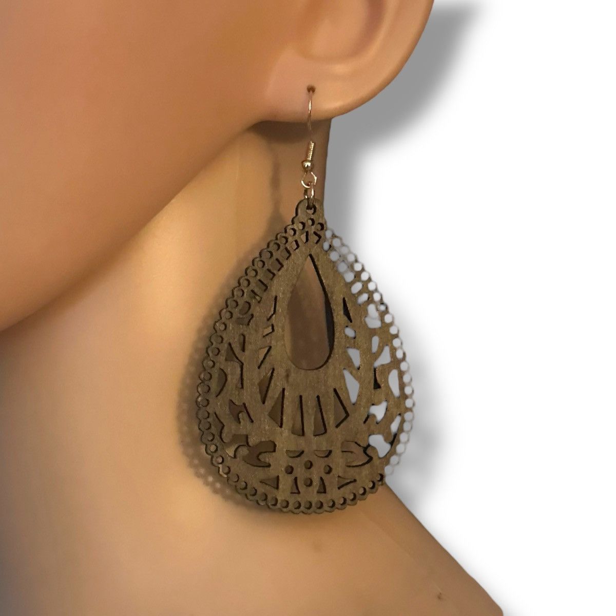 Other Boho wooden cut out teardrop dangle earrings Size ONE SIZE - 2 Thumbnail