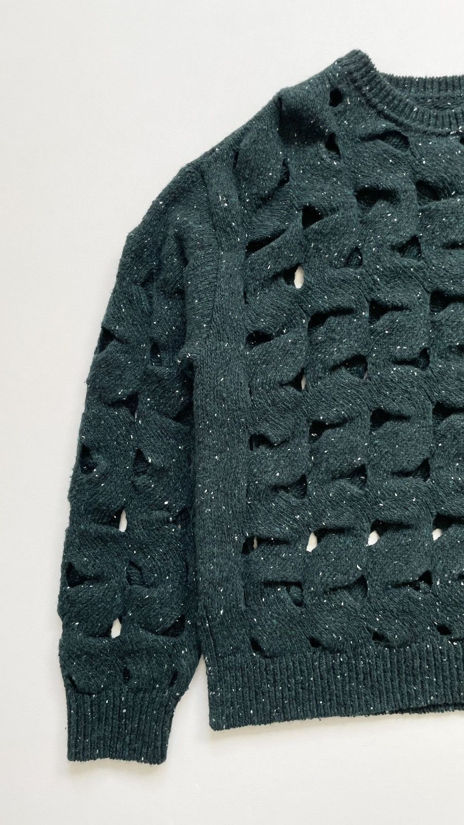 Issey Miyake Forest Green Cut Out Wool ‘Nest Knit’ Size US M / EU 48-50 / 2 - 7 Thumbnail
