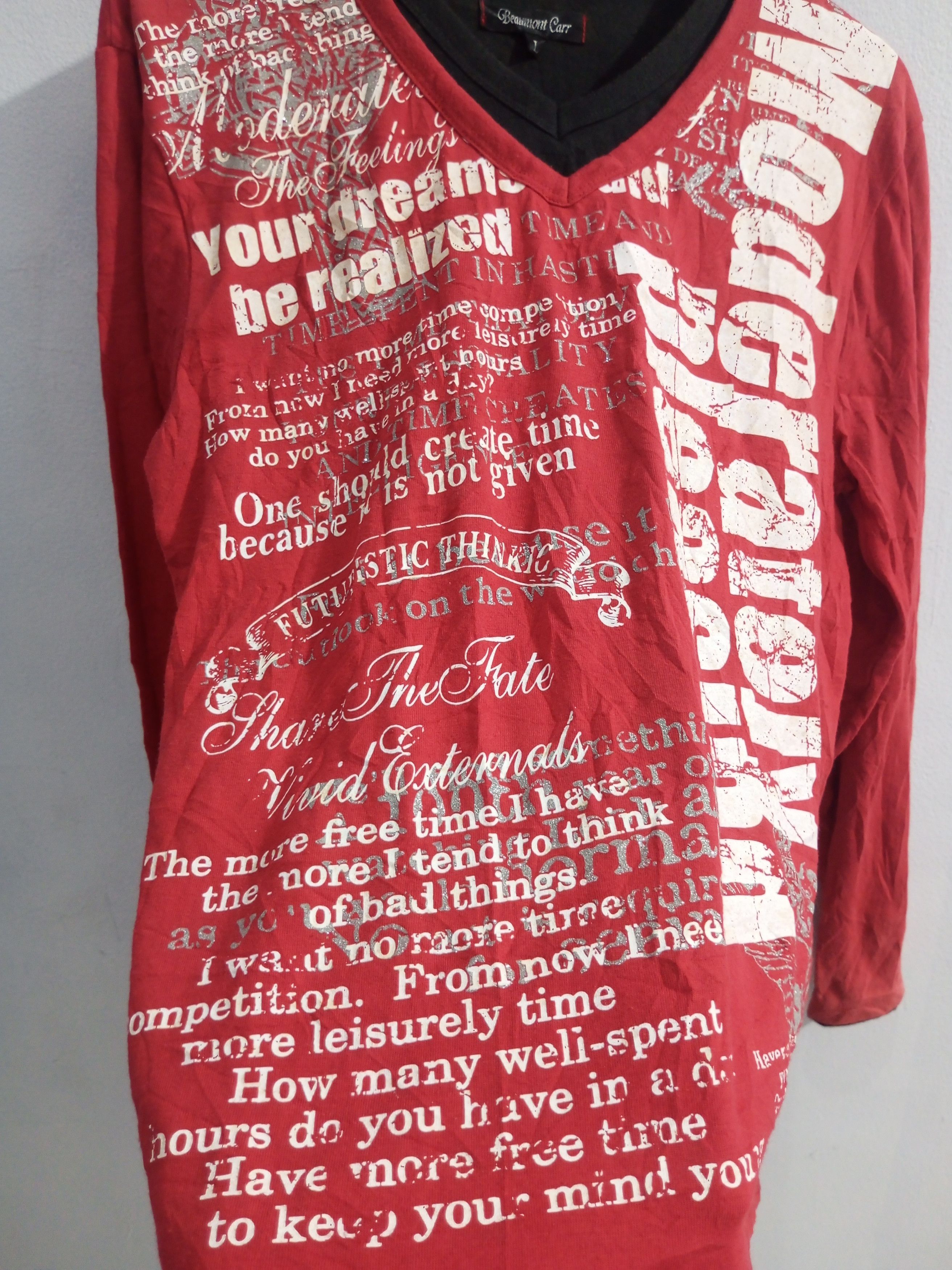 20471120 Beaumont carr poem skull Long sun fadded sleeve t shirt Size US L / EU 52-54 / 3 - 5 Thumbnail