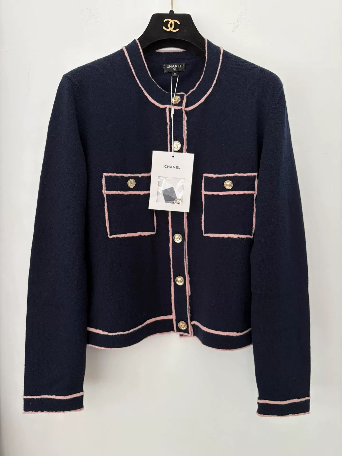 Chanel Chanel 21S Blue Pink Trim Cardigan Size US XL / EU 56 / 4 - 1 Thumbnail
