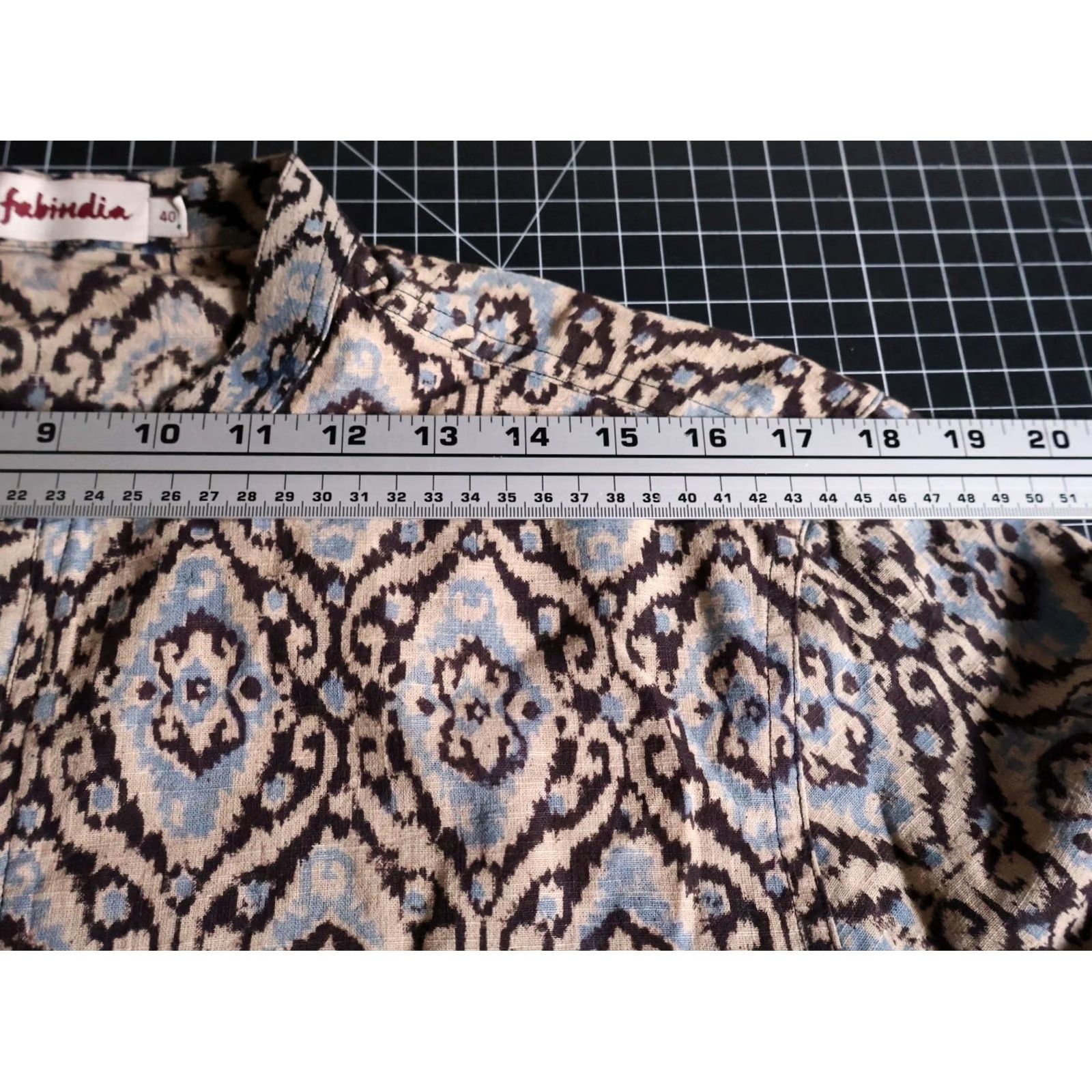 Vintage VINTAGE Fabindia Shirt Men's Medium 40 Brown Geometric Band Collar Hippie Boho Popover Button-Up Disco Size US M / EU 48-50 / 2 - 7 Thumbnail