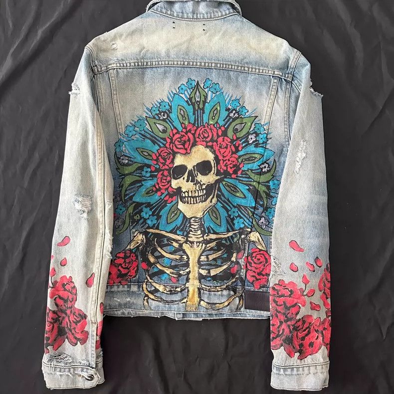 Amiri Amiri 20SS Blue long Distressed Printed graffiti Jeans Size US M / EU 48-50 / 2 - 2 Thumbnail