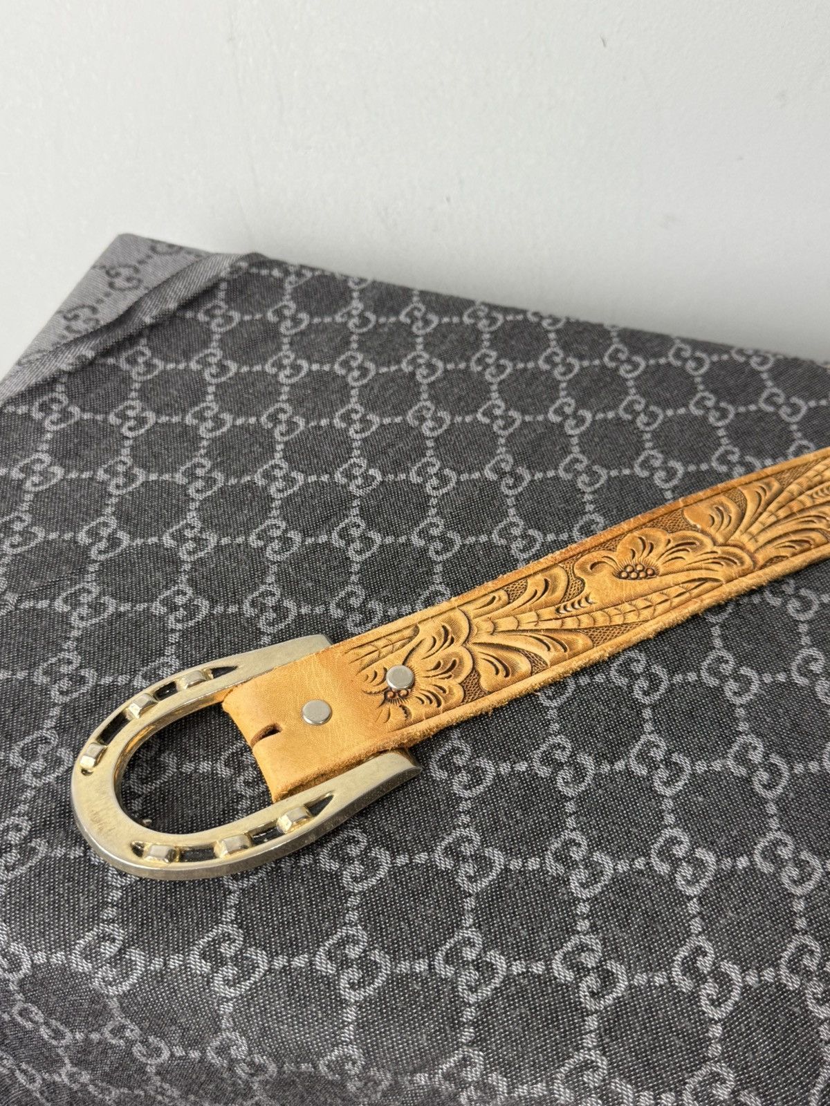 Genuine Leather Rare! Vintage Leather Belt Western Cowboy Style Texas Sendra Size ONE SIZE - 2 Thumbnail