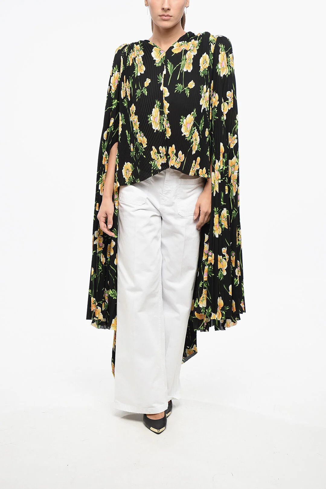 Balenciaga og1mm0326 Plissé Tie-Neck Blouse in Black/Multi Size XS / US 0-2 / IT 36-38 - 5 Thumbnail