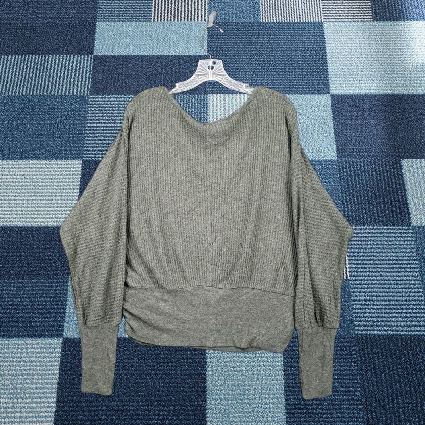 Vintage Democracy Sweater Womens Large Green Waffle Knit Oversized Stretch Pullover Size L / US 10 / IT 46 - 1 Thumbnail
