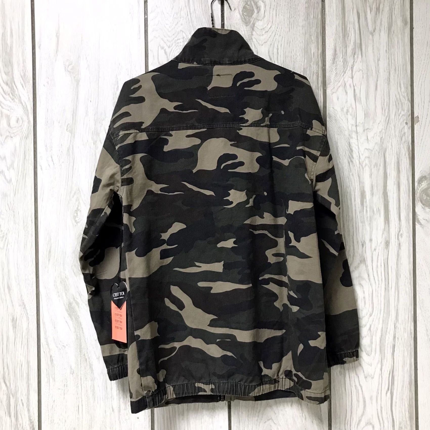 Vintage VINTAGE C'est Toi Women Green Military Jacket Camouflage Anorak Full Zip Mock-Neck S Size S / US 4 / IT 40 - 2 Thumbnail