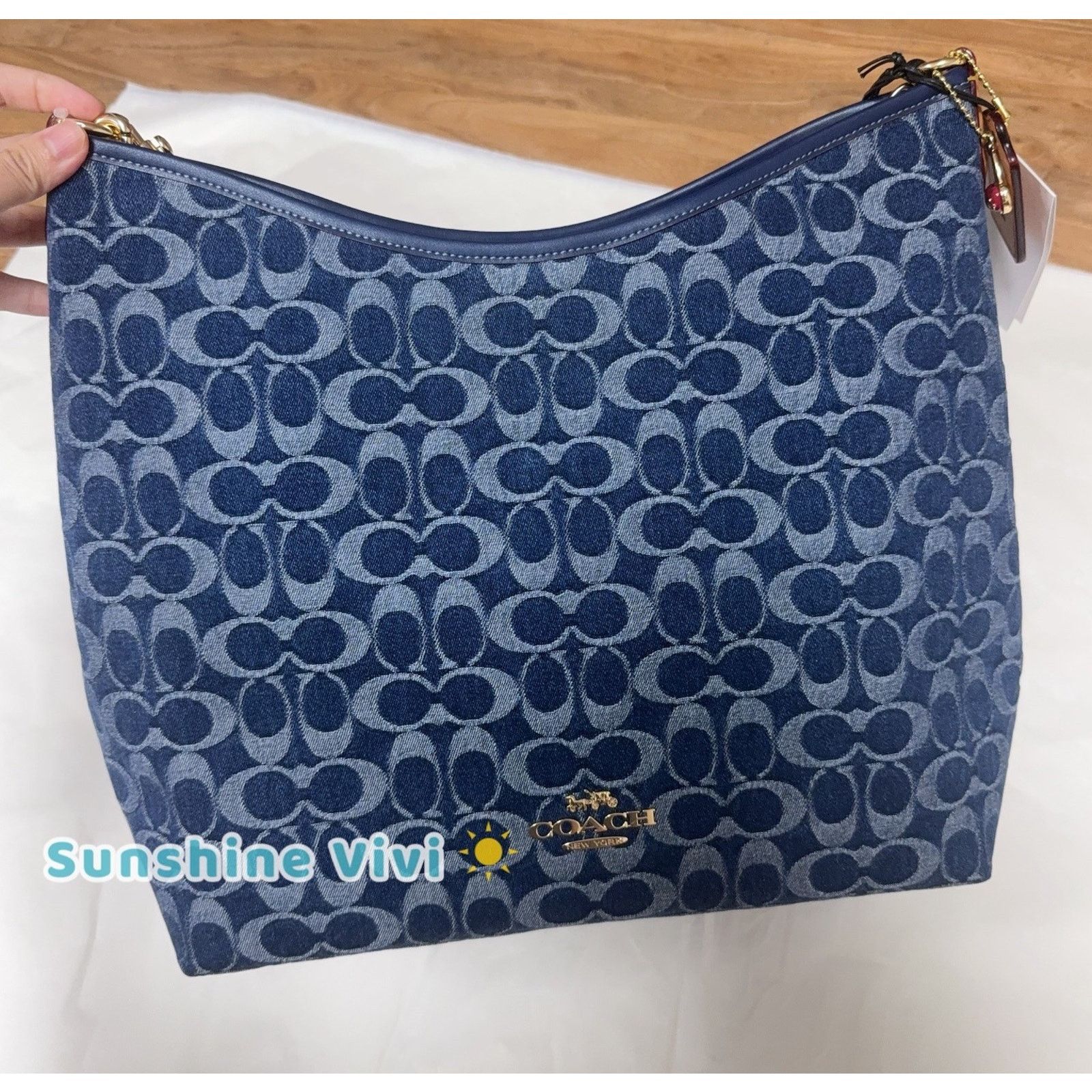 Coach NWT Coach Large Laurel Shoulder Bag Signature Denim CY697 Size ONE SIZE - 3 Thumbnail