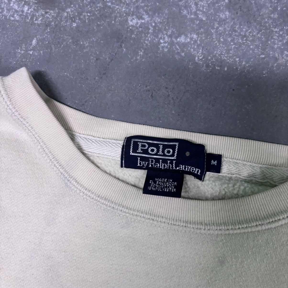Polo Ralph Lauren × Vintage Vintage Tan baggy fit Distressed paint splatter polo crew Size US M / EU 48-50 / 2 - 4 Thumbnail