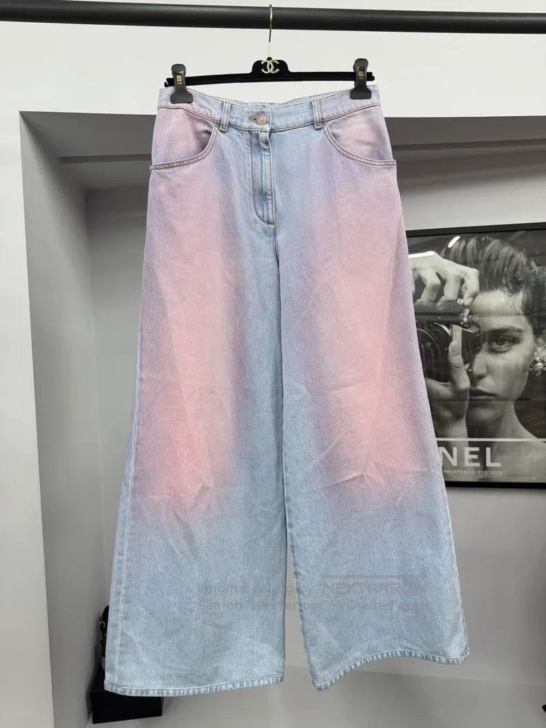 Chanel Chanel Pink gradient denim wide-leg trousers Size 25" / US 0 / IT 36 - 1 Thumbnail