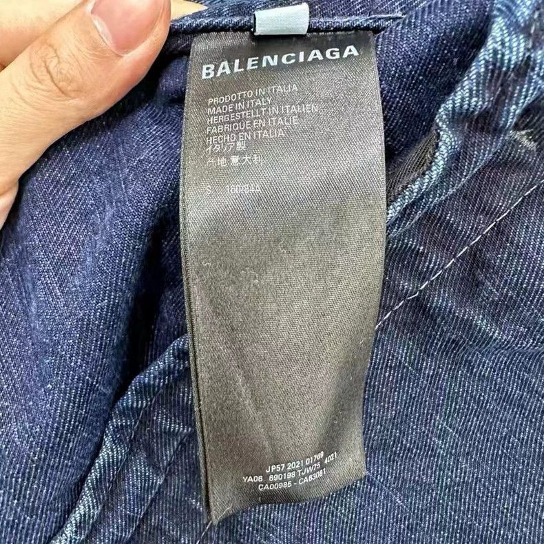 Balenciaga blue washed embroidered logo denim jacket-2506