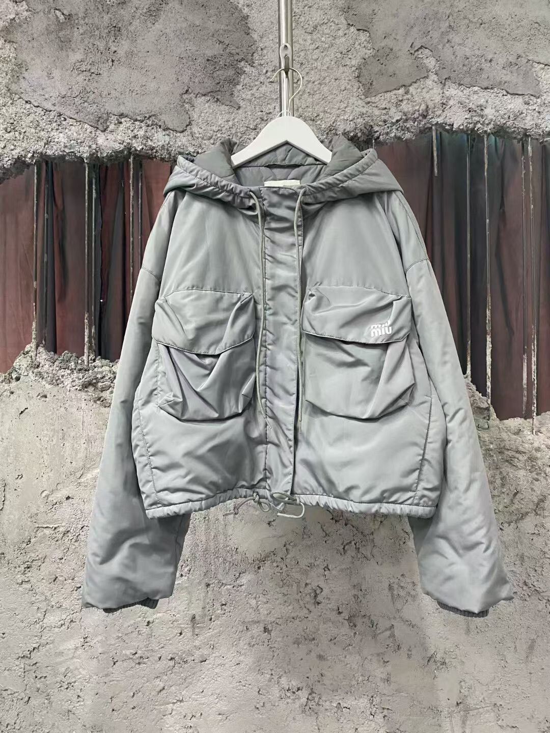 Miu Miu gray cotton zip-up jacket by Miu Miu Size XS / US 0-2 / IT 36-38 - 1 Thumbnail