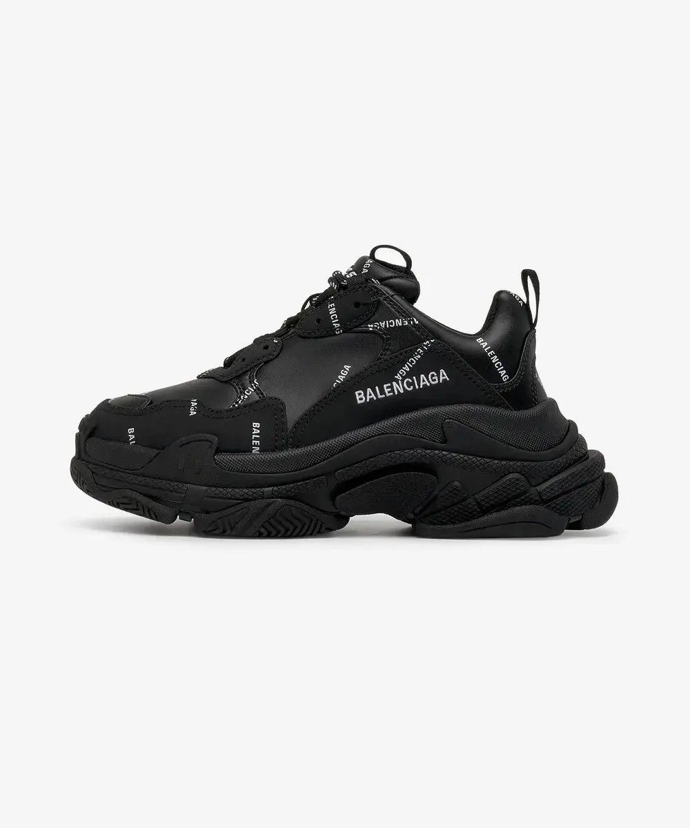 Balenciaga o1w1db10625 Triple S Sneakers Allover Logo in Black Size US 4 / IT 34 - 1 Thumbnail