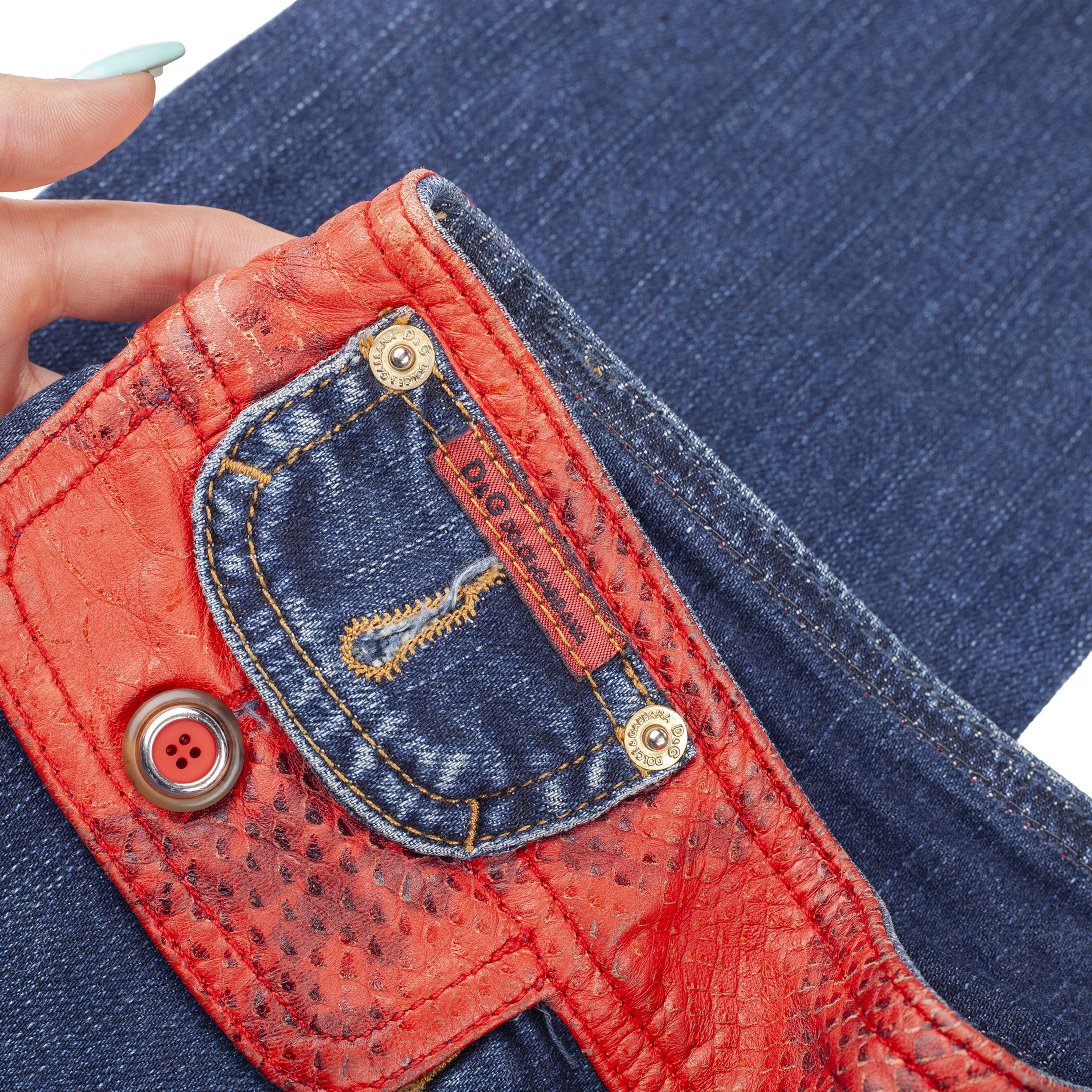 Dolce & Gabbana Dolce & Gabbana Vintage Jeans with Red Python Waistband Size 27" / US 4 / IT 40 - 3 Thumbnail