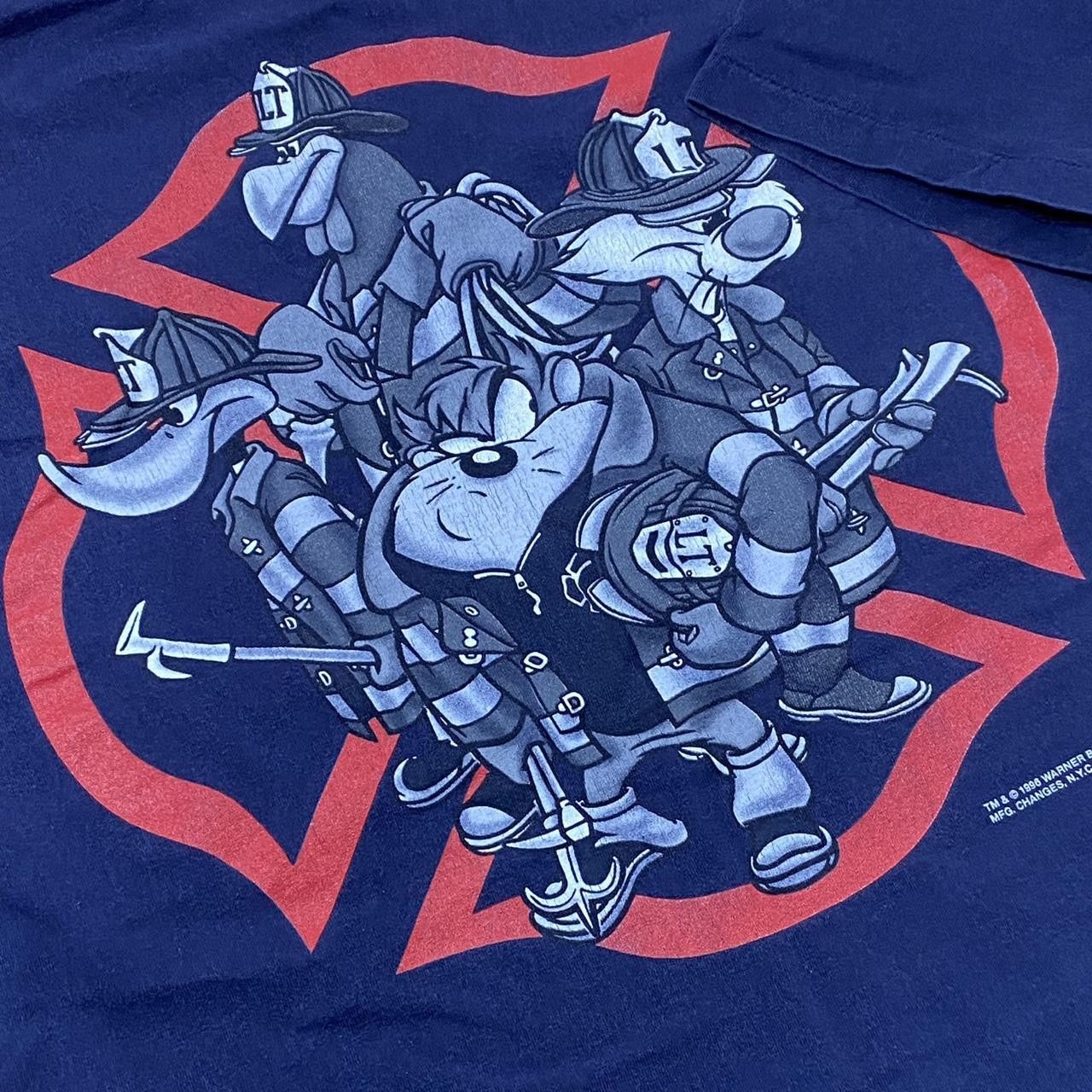 Other Vintage Looney Tunes 1996 Blue Fire Rescue Tee Size Large Size US L / EU 52-54 / 3 - 3 Thumbnail