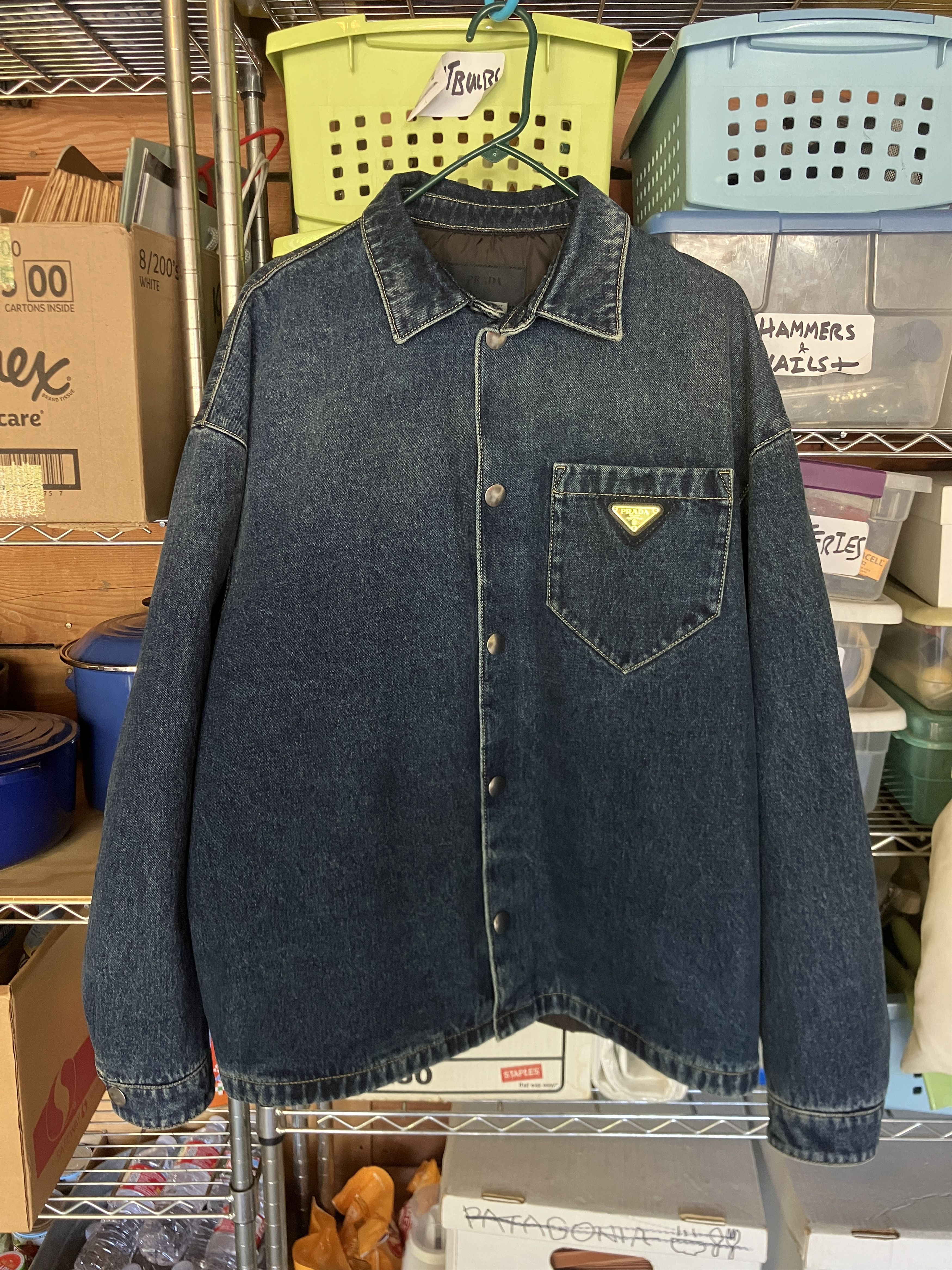 Prada Prada Denim Snap Badge Overshirt Size US XL / EU 56 / 4 - 1 Thumbnail