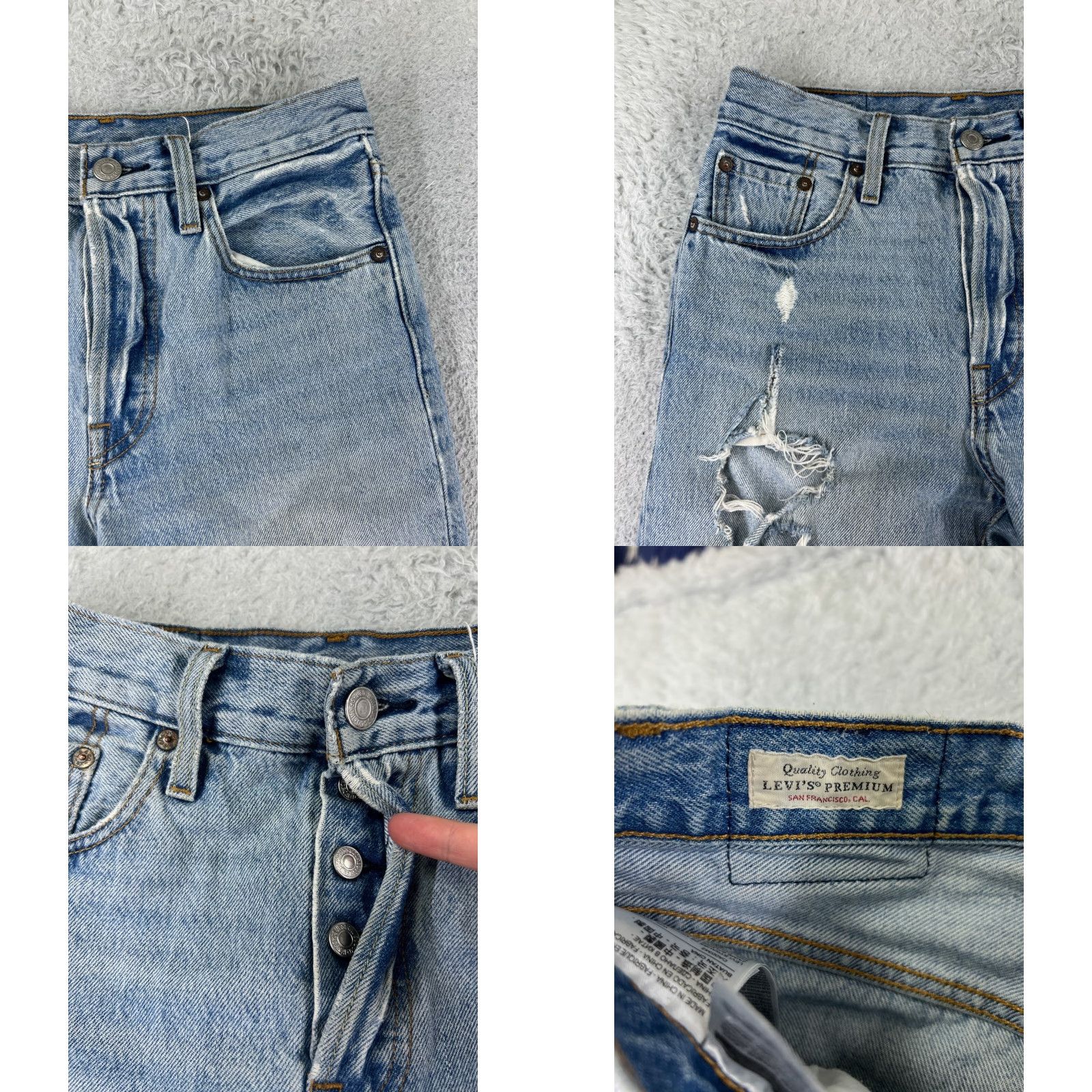 Levi's VINTAGE Levis 501 Jeans Womens 25x28 Blue Denim 501 Skinny Button Fly Distressed Stretch Retro жер Size 42" / US 20 - 8 Thumbnail