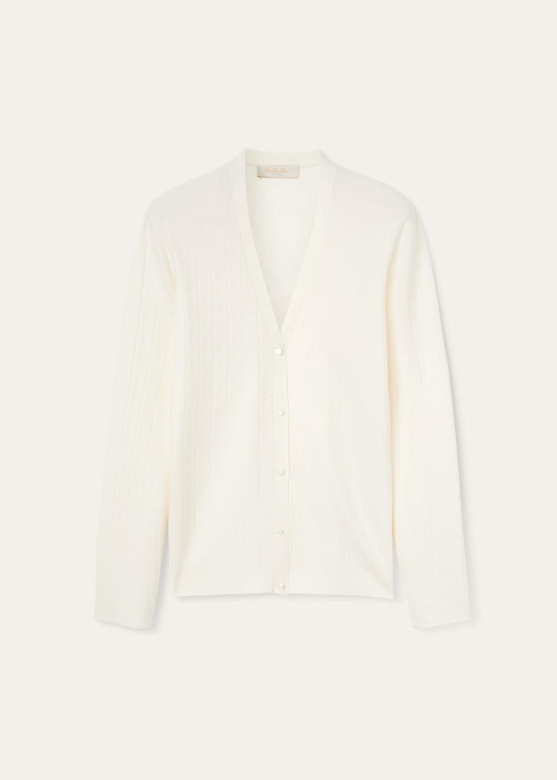 Loro Piana o1srvl11e0425 FAN6387 Cocooning Soft Cardigan in White Size S / US 4 / IT 40 - 1 Thumbnail