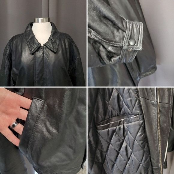 Vintage Vintage 90s y2k Black Leather Car Coat Racer Racing Coat Size US XXL / EU 58 / 5 - 4 Thumbnail