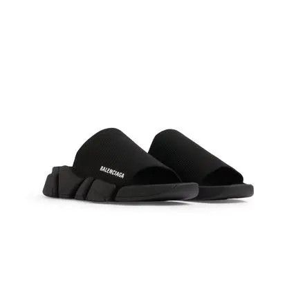 Balenciaga o1srvl11e0426 Speed 2.0 Recycled Knit Slide Sandals in Black Size US 11 / EU 44 - 2 Thumbnail
