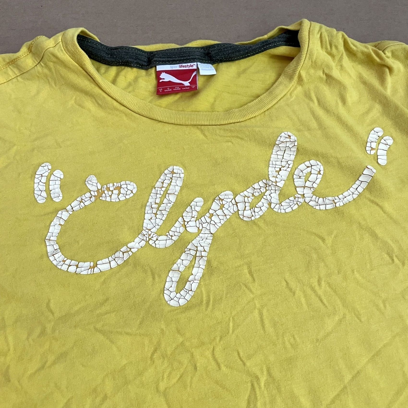 Puma Puma Shirt Adult Small Yellow Spell Out Logo Clyde Spell Out Script Mens Fitness Size US S / EU 44-46 / 1 - 6 Thumbnail