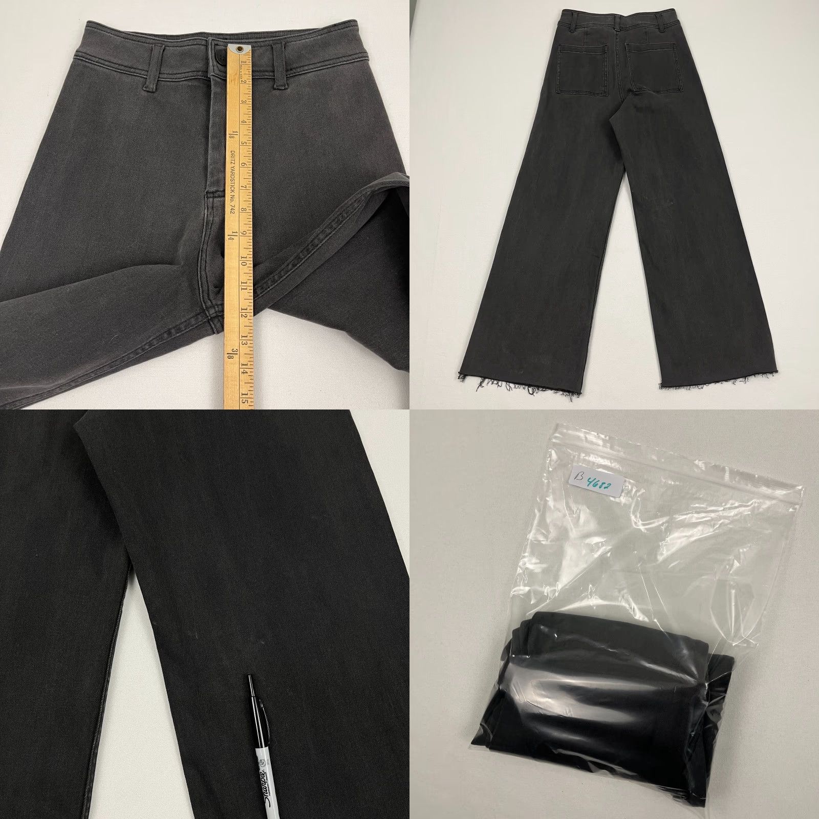 Vintage Miou Muse Pants Womens Dark Gray Stretch Wide Leg High Rise Raw Hem M W26 L27.5 Size 32" / US 10 / IT 46 - 8 Thumbnail
