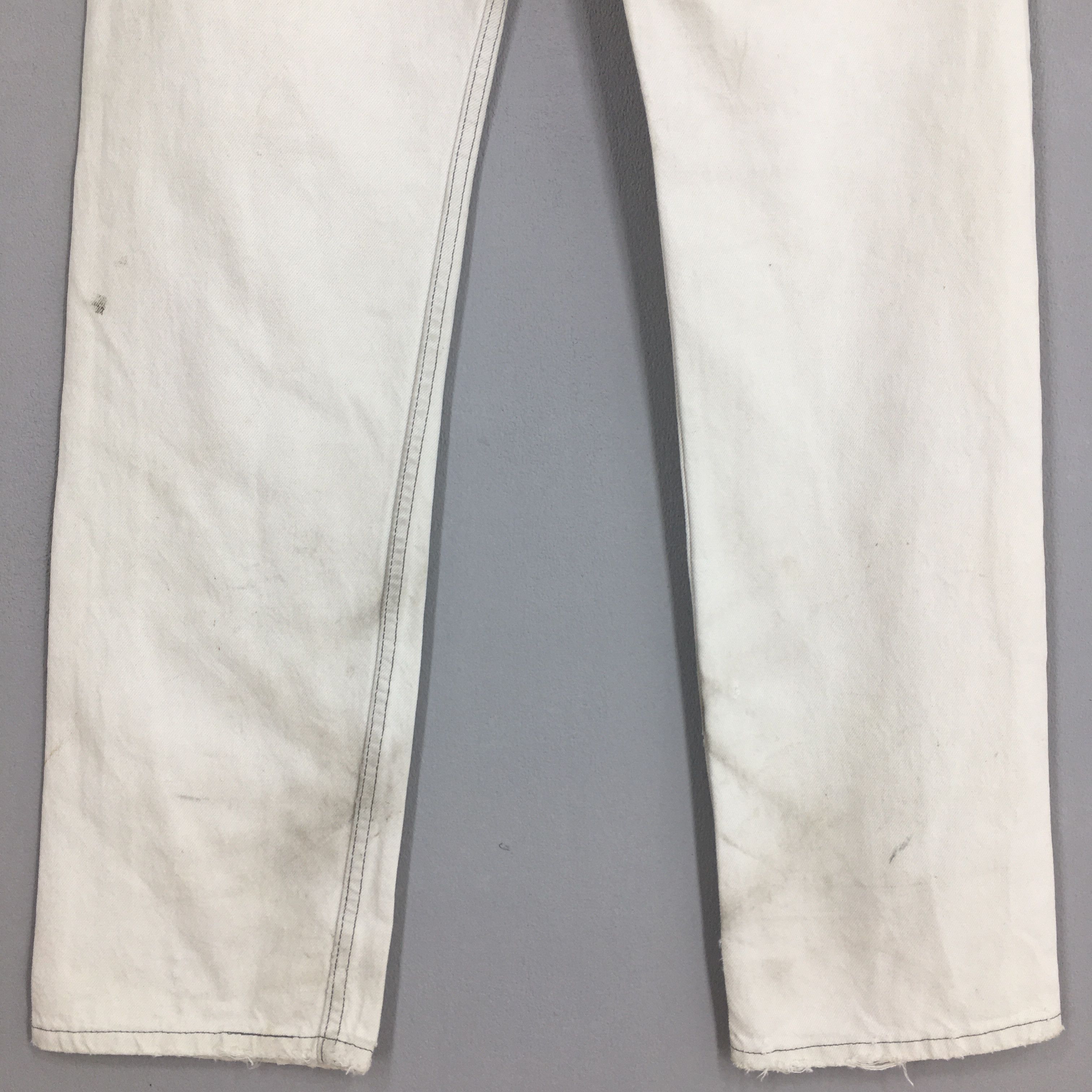 Levi's Size 30x33 Vintage 90s Levi's 501 Dirty Denim White Jeans Size US 30 / EU 46 - 12 Thumbnail