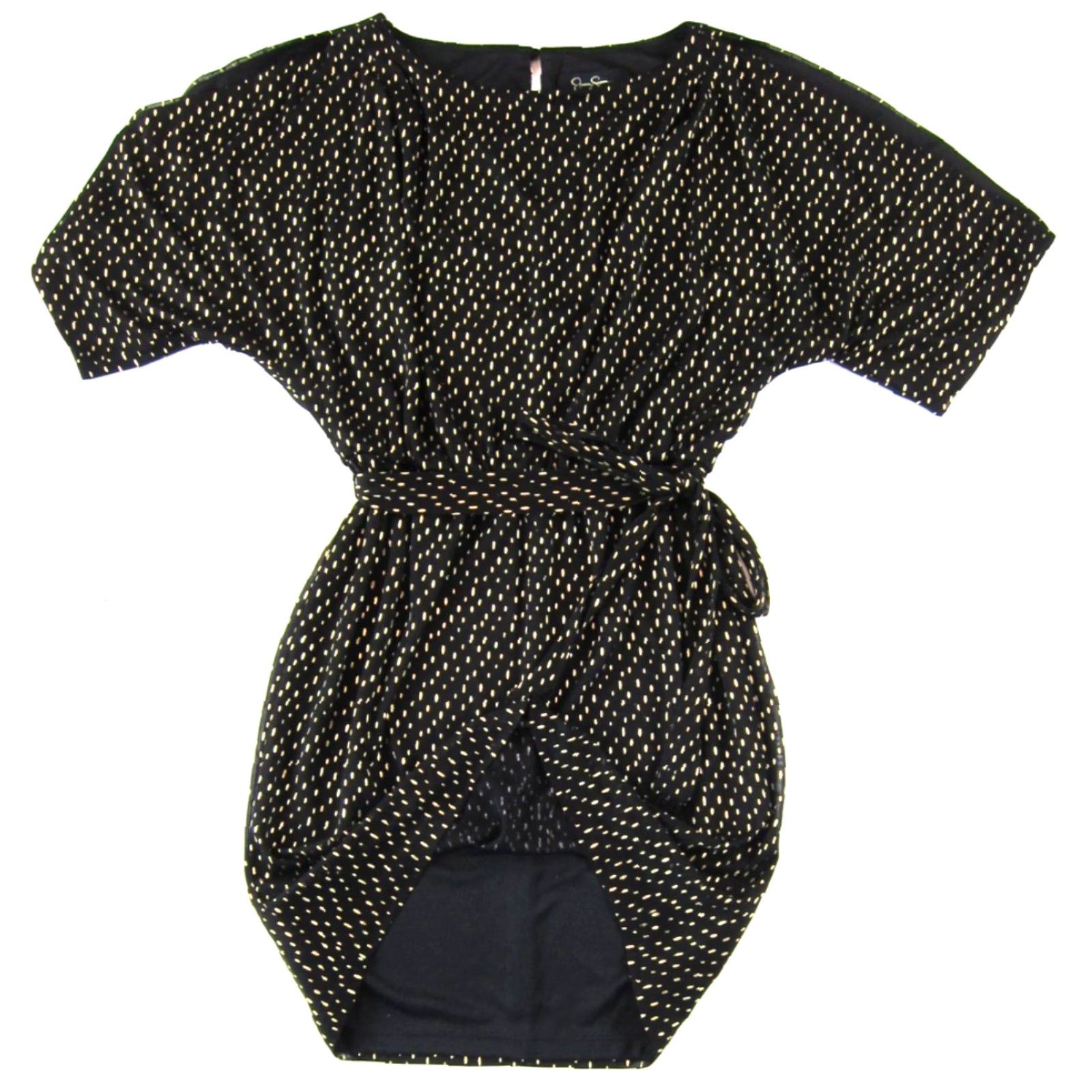 Jessica Simpson Jessica Simpson Black Gold Stretch Polka Dot Short Slip Sleeve Shift Dress 2 Size 26" / US 2 / IT 38 - 5 Thumbnail