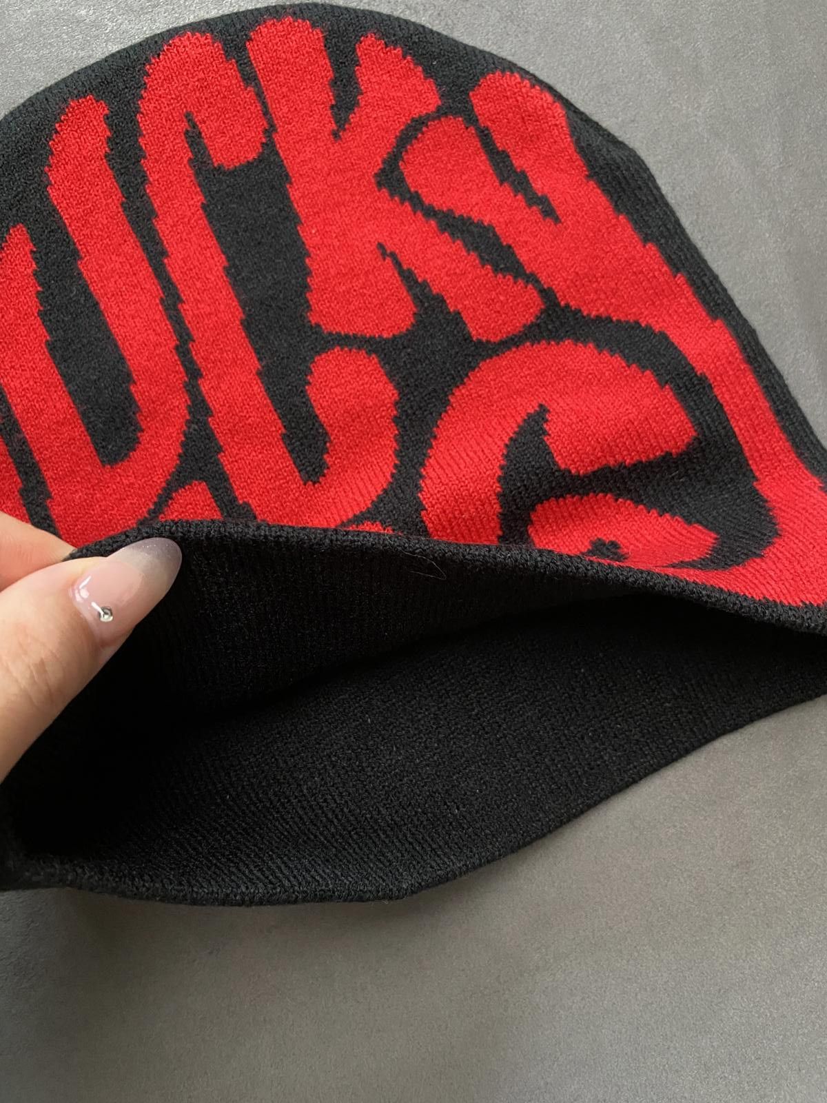 Japanese Brand Lucky Dog Classic Logo Graphic No Cuff Black Beanie Hats OS Size ONE SIZE - 4 Thumbnail