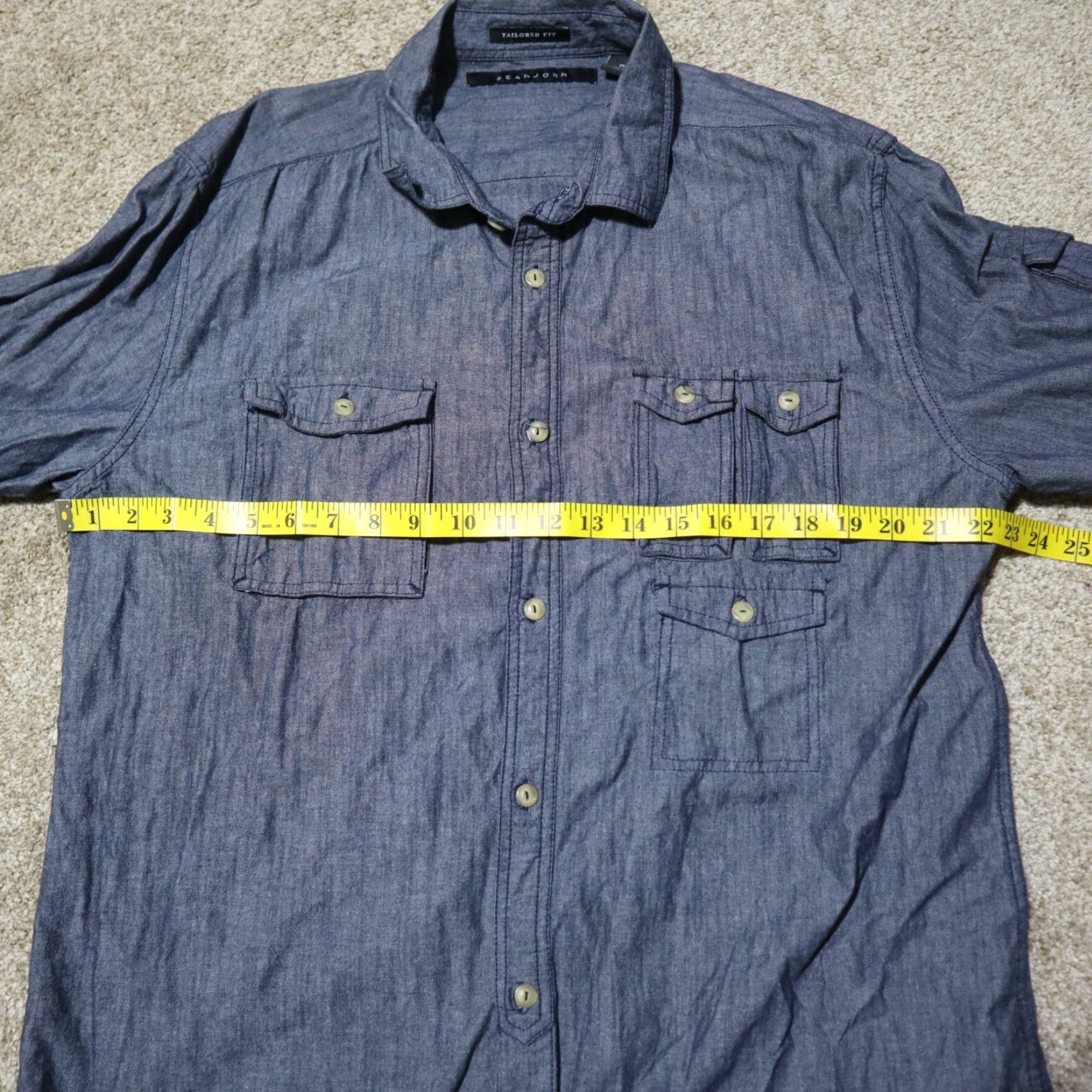 Sean John Sean John Button Up Shirt Short Sleeve Solid Blue Cotton Adult Men's 2XL Blue Shirt Mens 2XL Button Up Shirt Azul Size US XXL / EU 58 / 5 - 5 Thumbnail