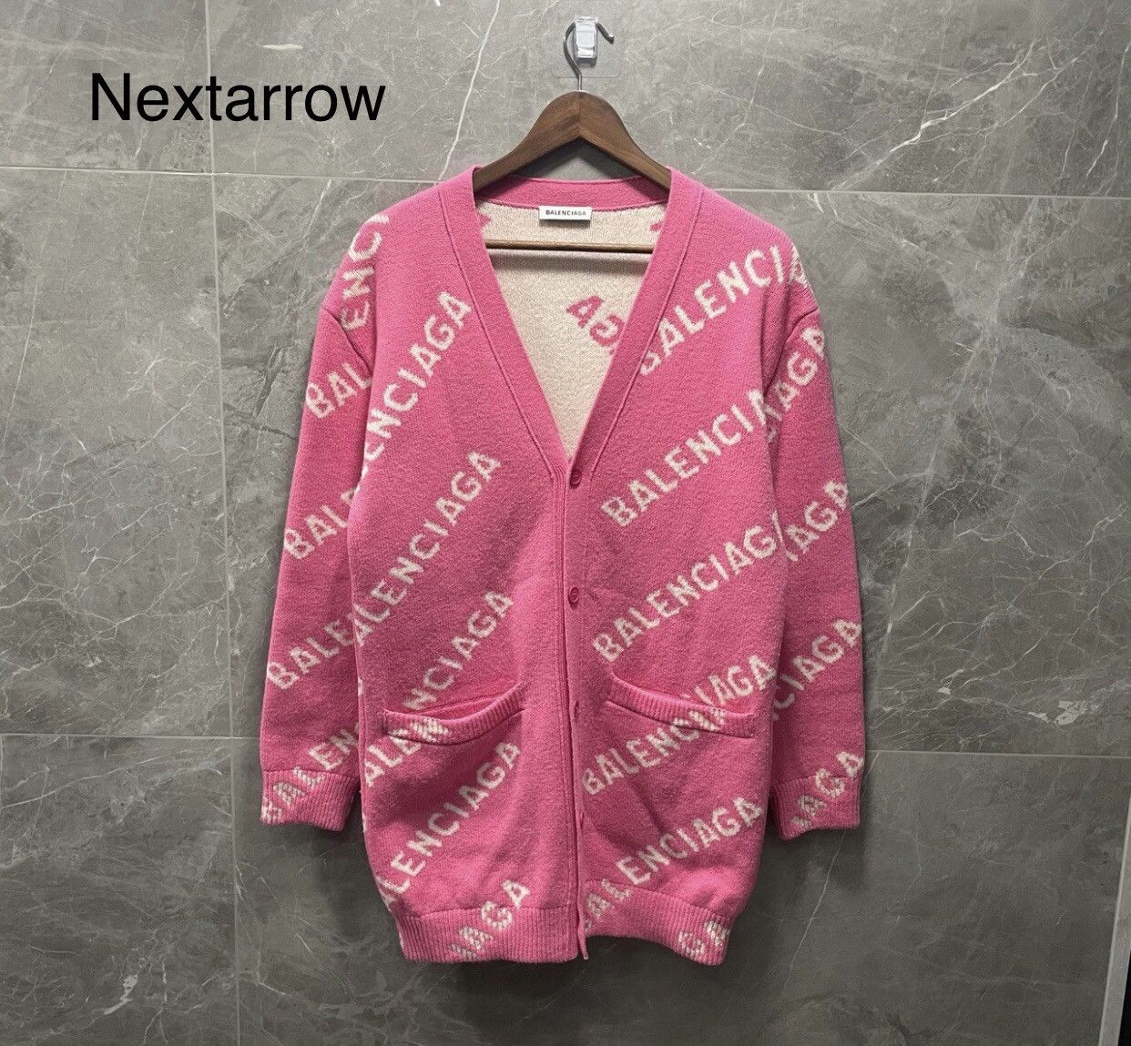Balenciaga Balenciaga pink bullet screen knitted cardigan shirt Size US S / EU 44-46 / 1 - 2 Thumbnail