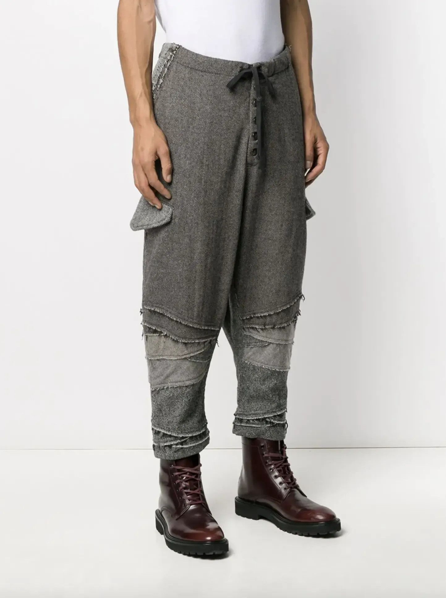 Greg Lauren $2.2k Greg Lauren Mix Herringbone Cargo Drop Pants Size US 34 / EU 50 - 2 Thumbnail