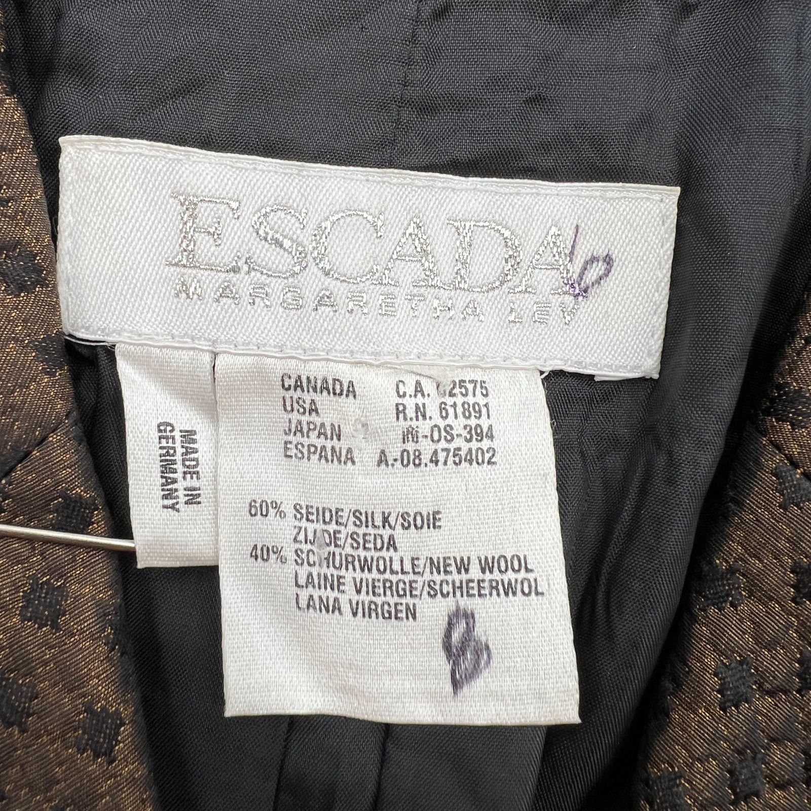 Escada Escada Silk & Wool Blazer Brown Diamond Quilt Size S / US 4 / IT 40 - 3 Thumbnail