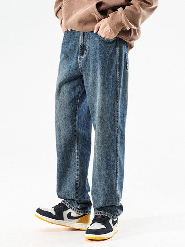 Japanese Brand Men's street loose wide-leg straight versatile jeans Size US 32 / EU 48 - 2 Thumbnail